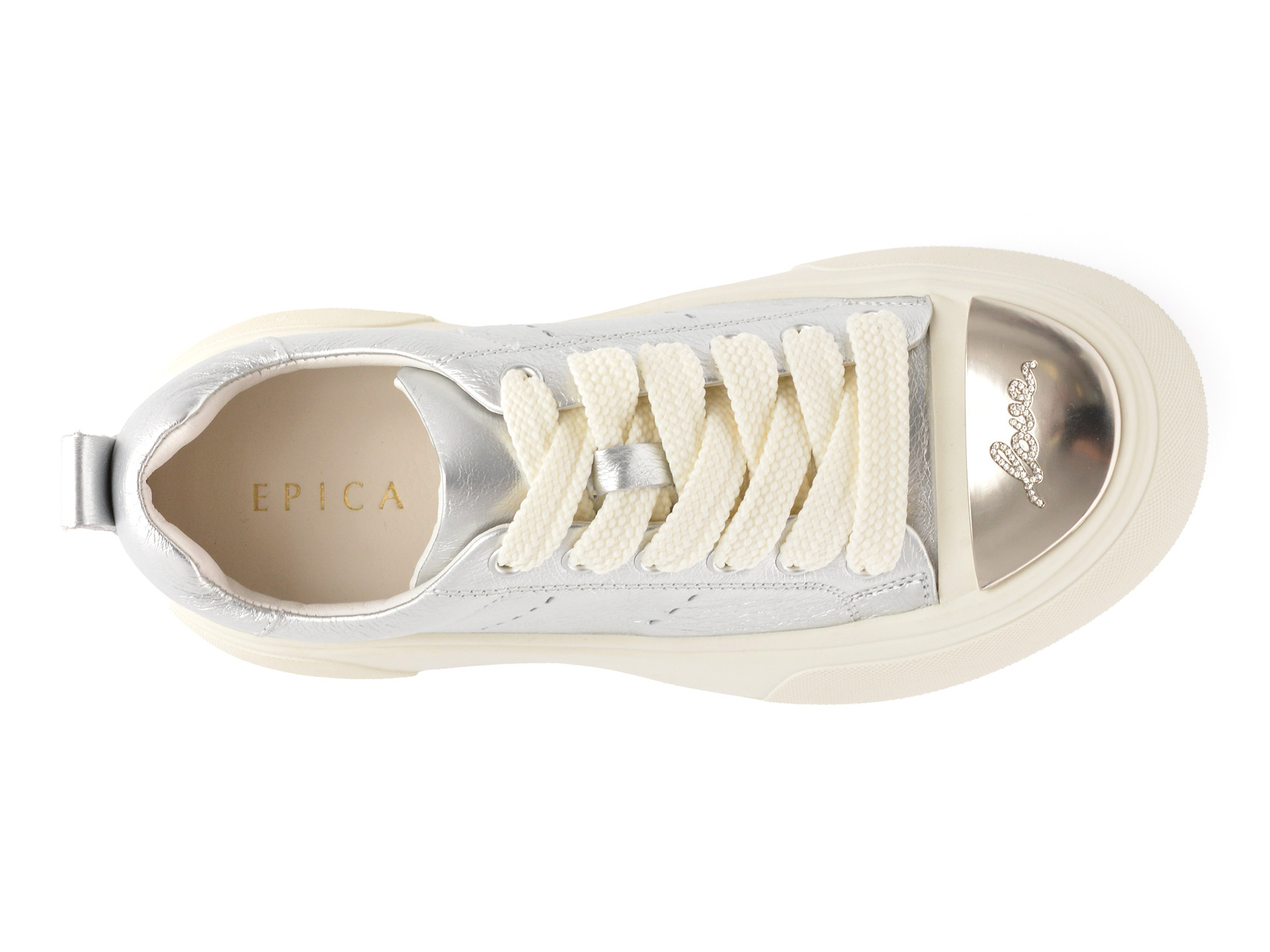Pantofi sport EPICA argintii, 28701, din piele naturala