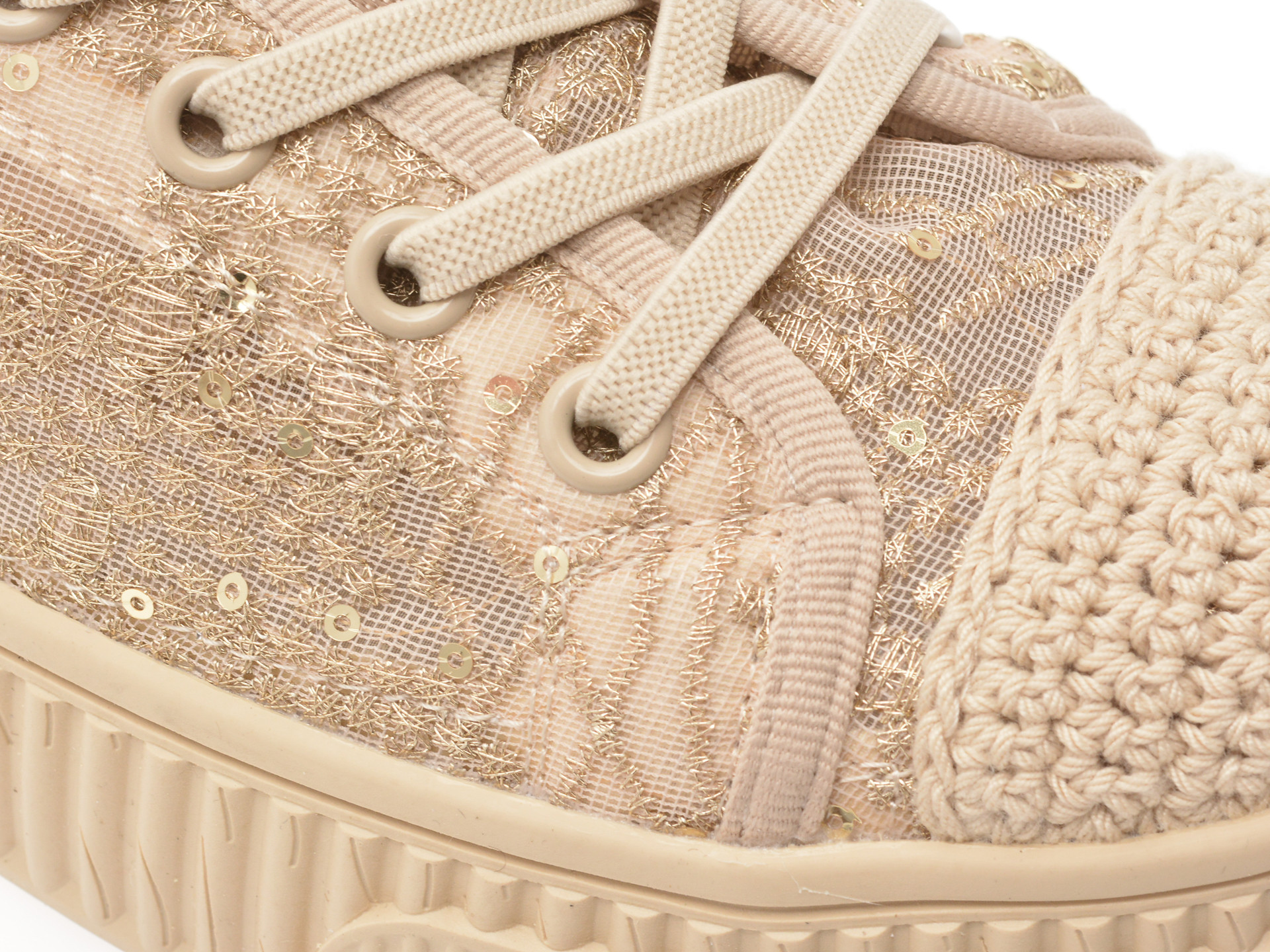 Pantofi EPICA aurii, 5063, din material textil