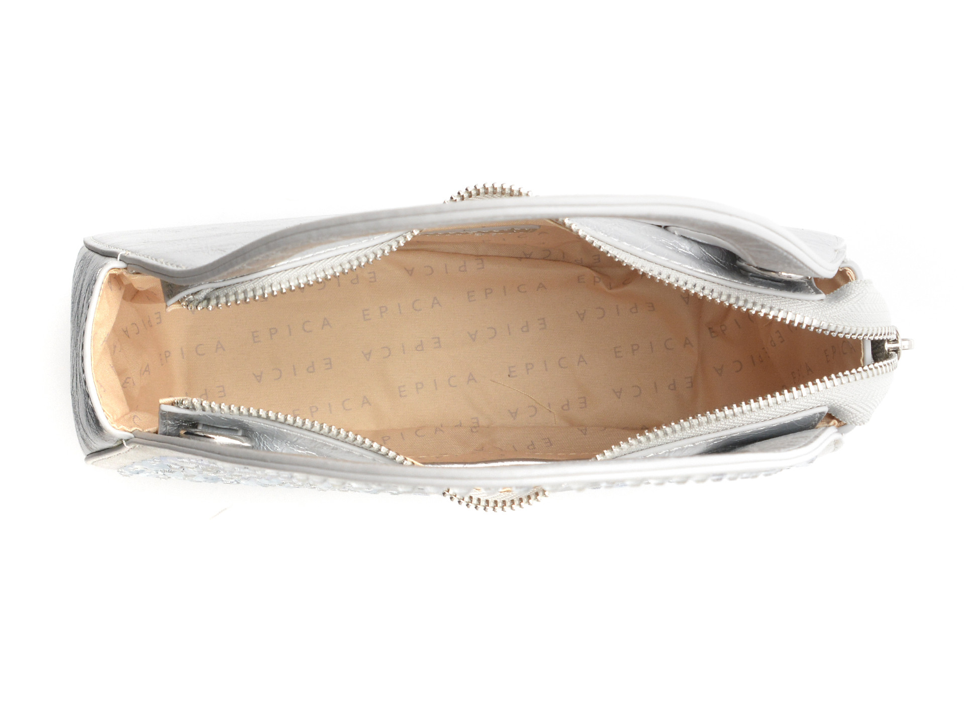 Geanta EPICA argintie, 2662, din piele ecologica