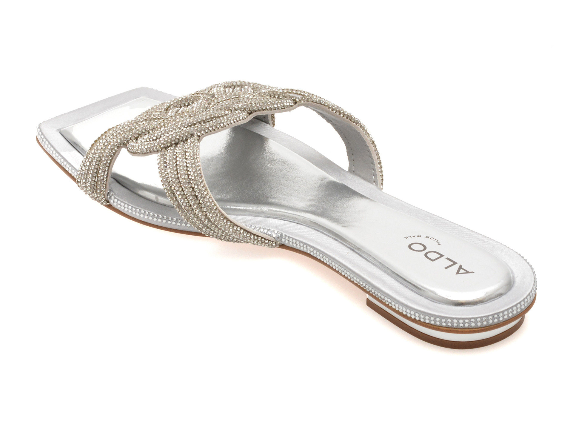 Papuci ALDO argintii, KARLINA 040, din piele ecologica