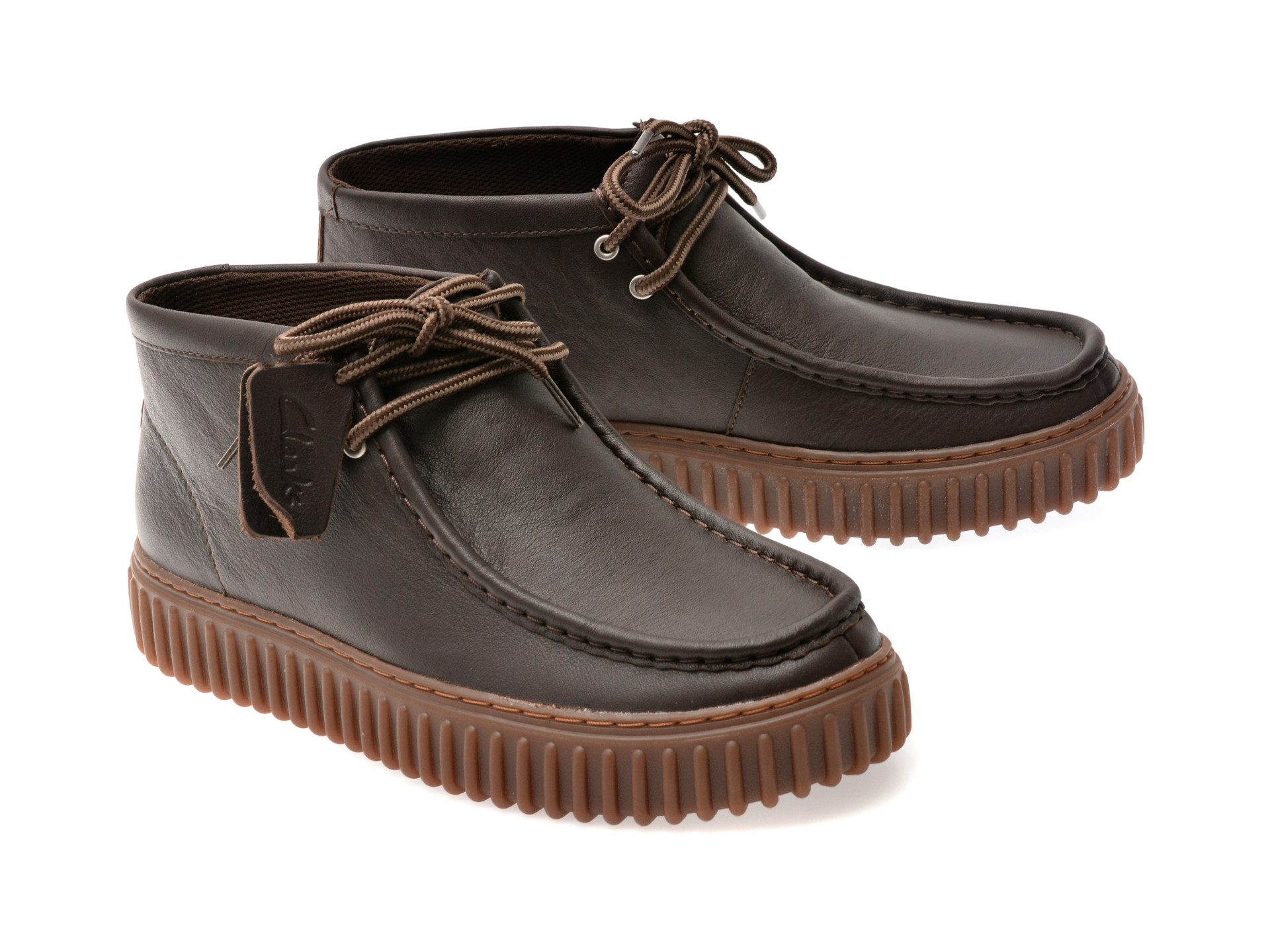 Ghete CLARKS maro, TORHILL HI, din piele naturala