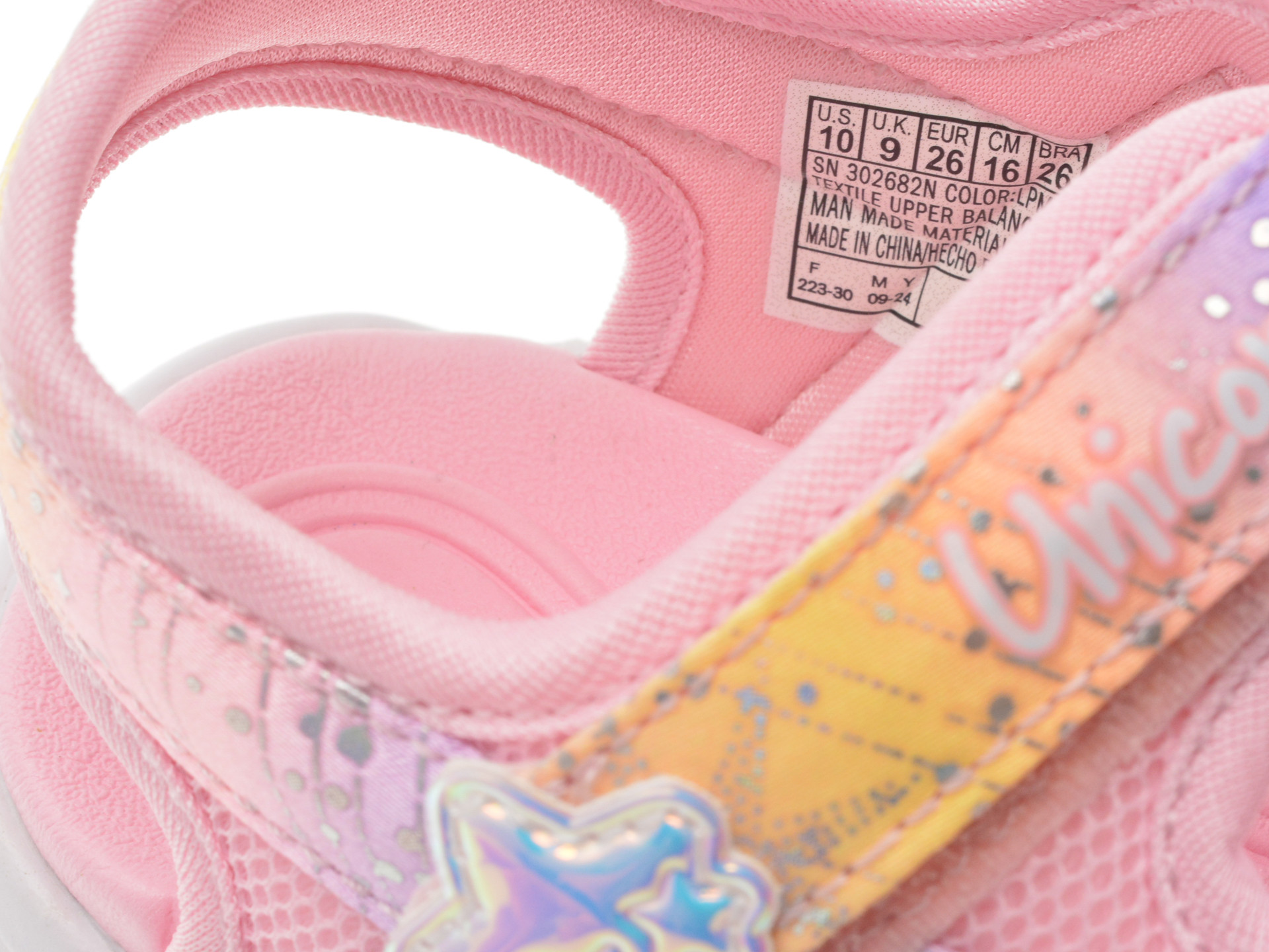 Sandale SKECHERS roz, UNICORN DREAMS, din material textil