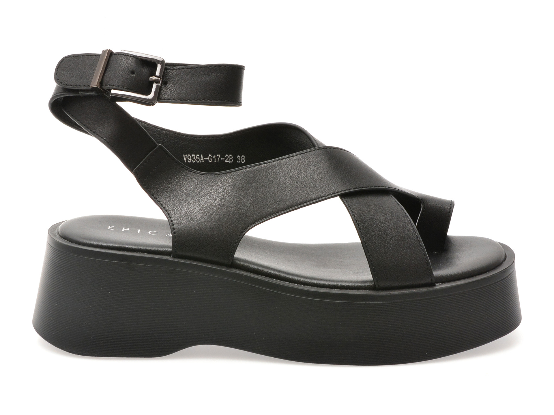 Sandale EPICA negre, 935AG17, din piele naturala