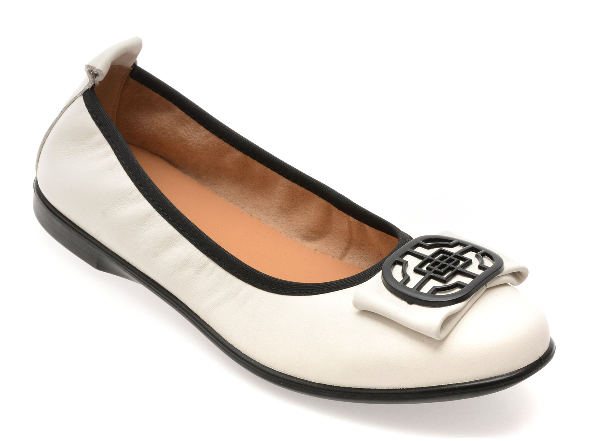 Balerini IMAGE albi, 172111, din piele naturala