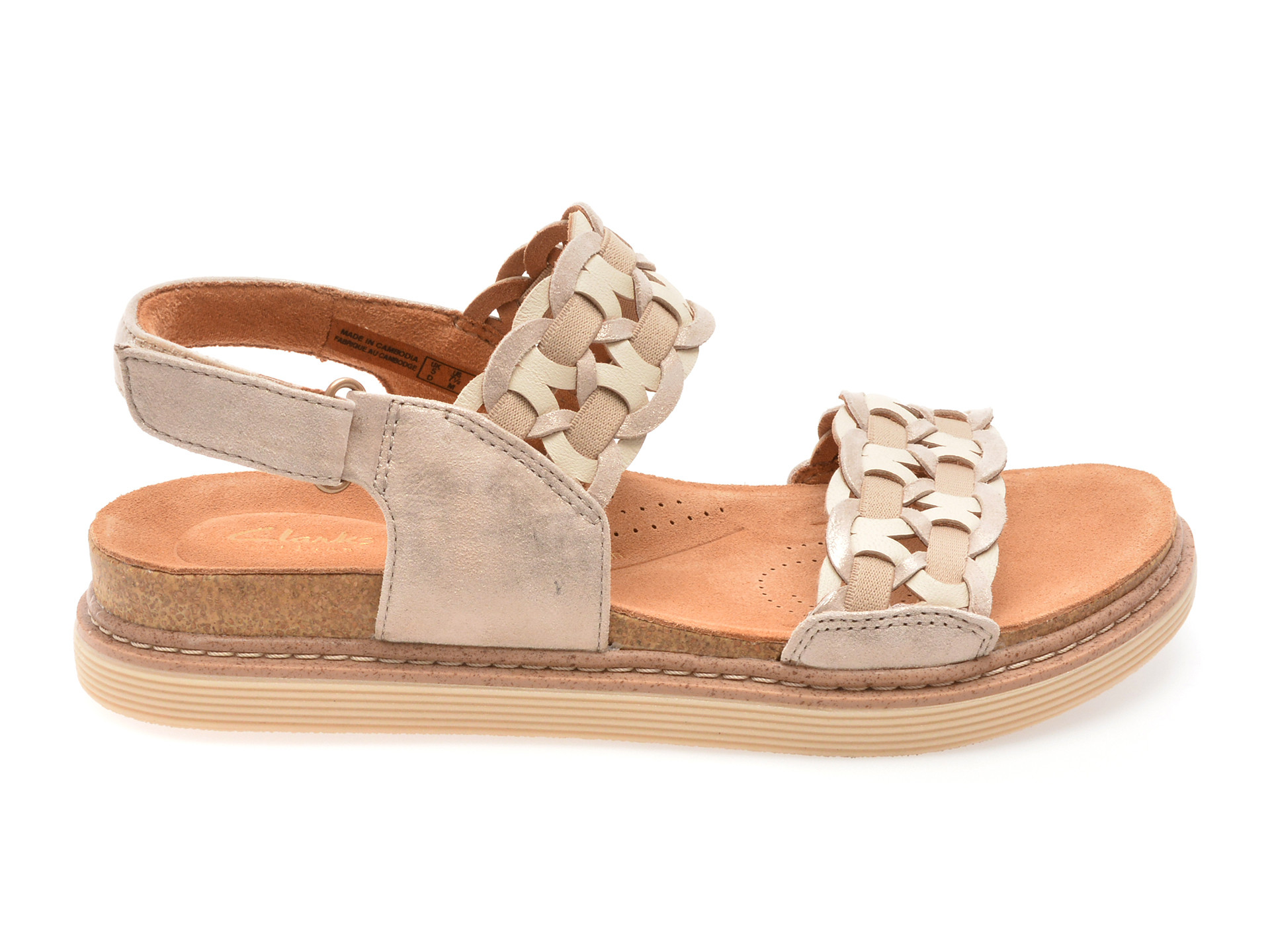 Sandale CLARKS argintii, ARWELL GLIDE, din piele naturala