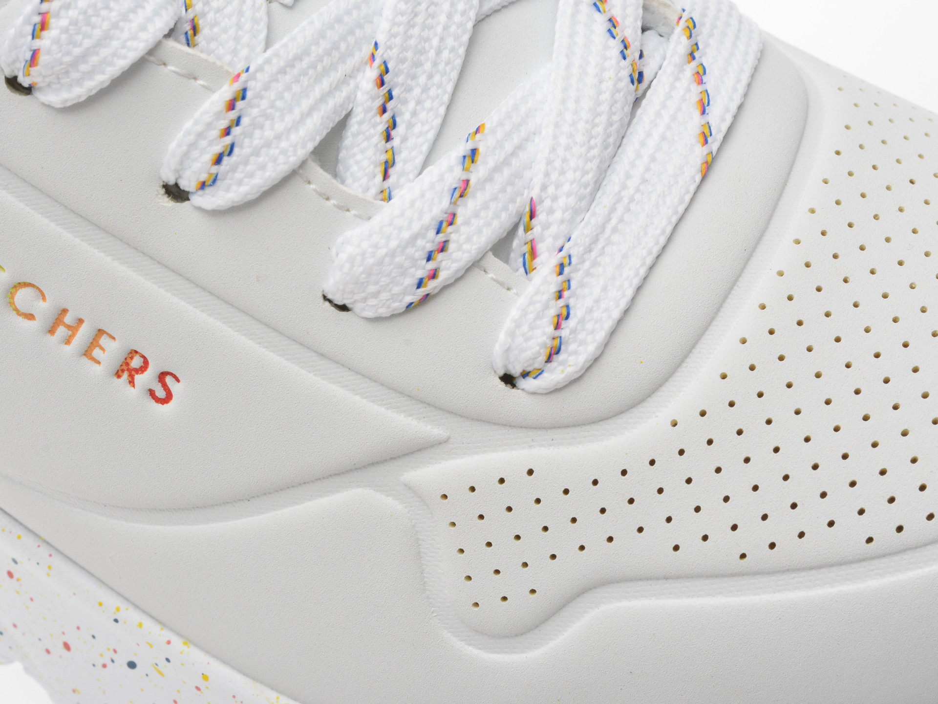 Pantofi sport SKECHERS albi, UNO LITE, din piele ecologica
