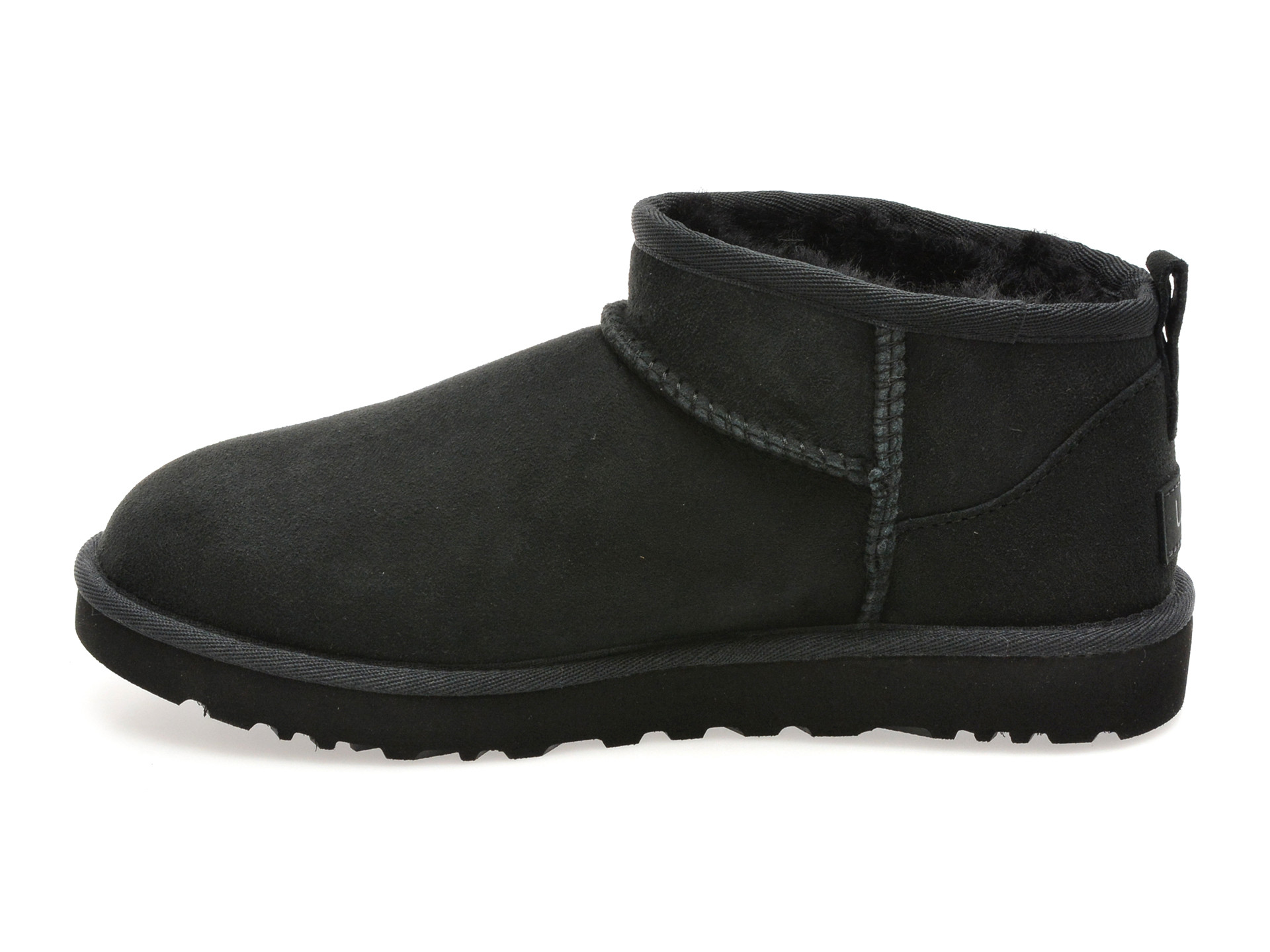 Ghete UGG negre, CLASSIC ULTRA MINI, din piele intoarsa