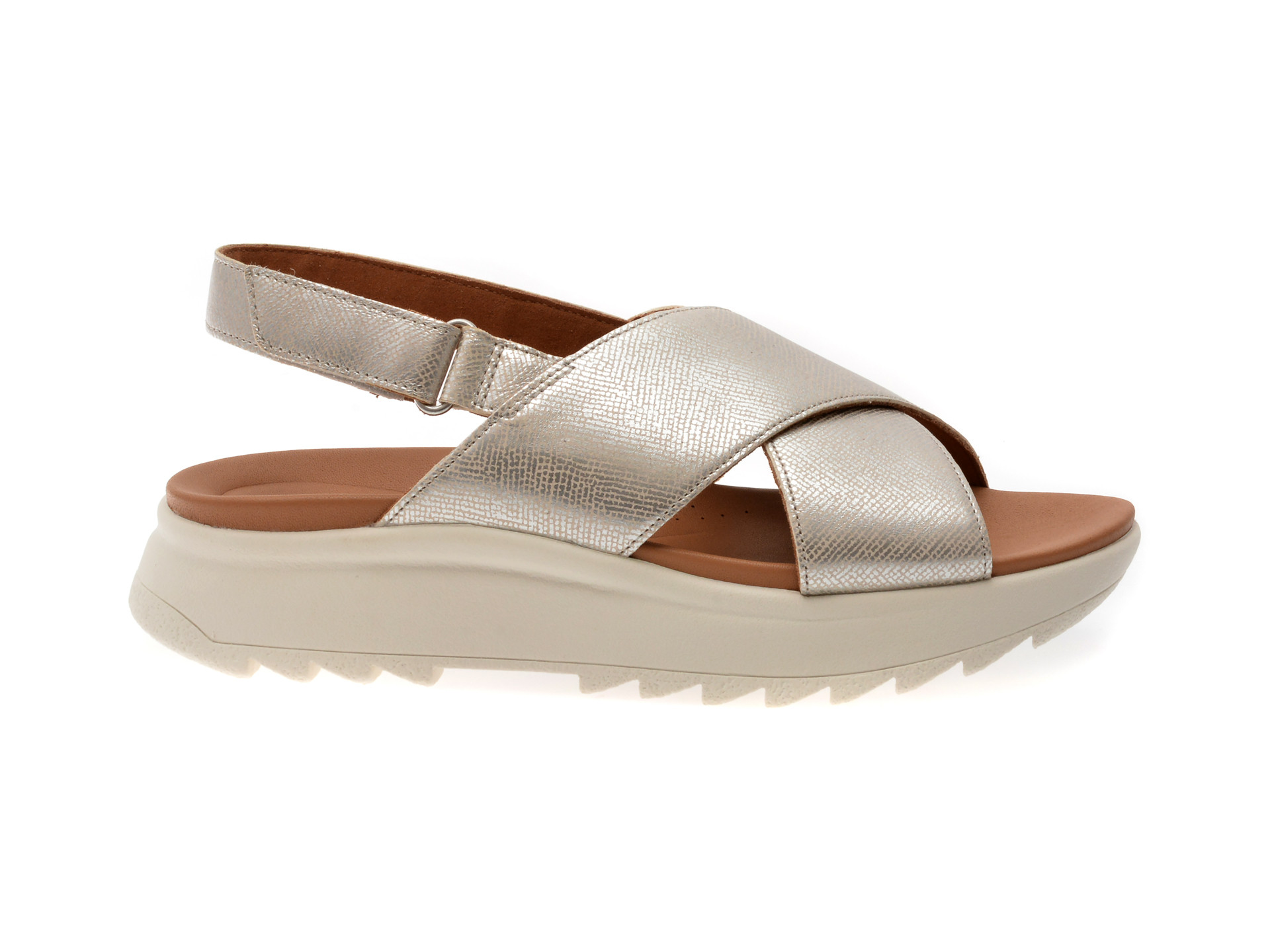 Sandale CLARKS argintii, DASH LITE WISH, din piele naturala