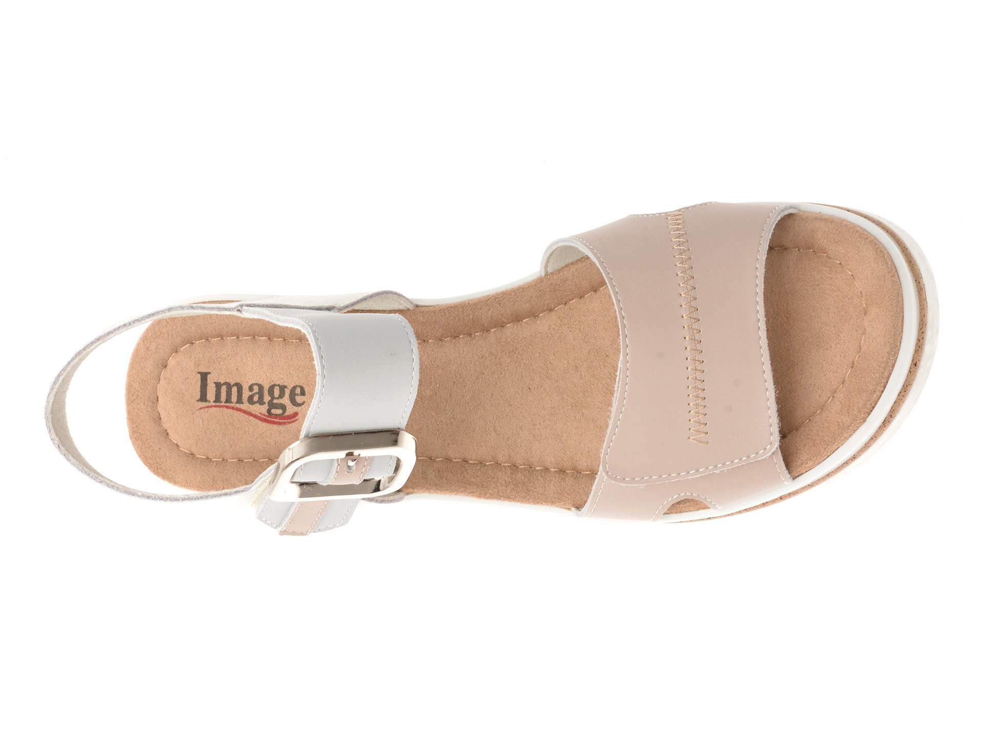 Sandale IMAGE albe, 1152H16, din piele naturala