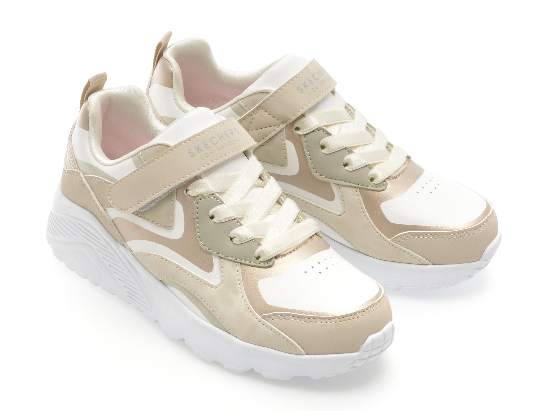 Pantofi sport SKECHERS albi, UNO LITE, din piele ecologica