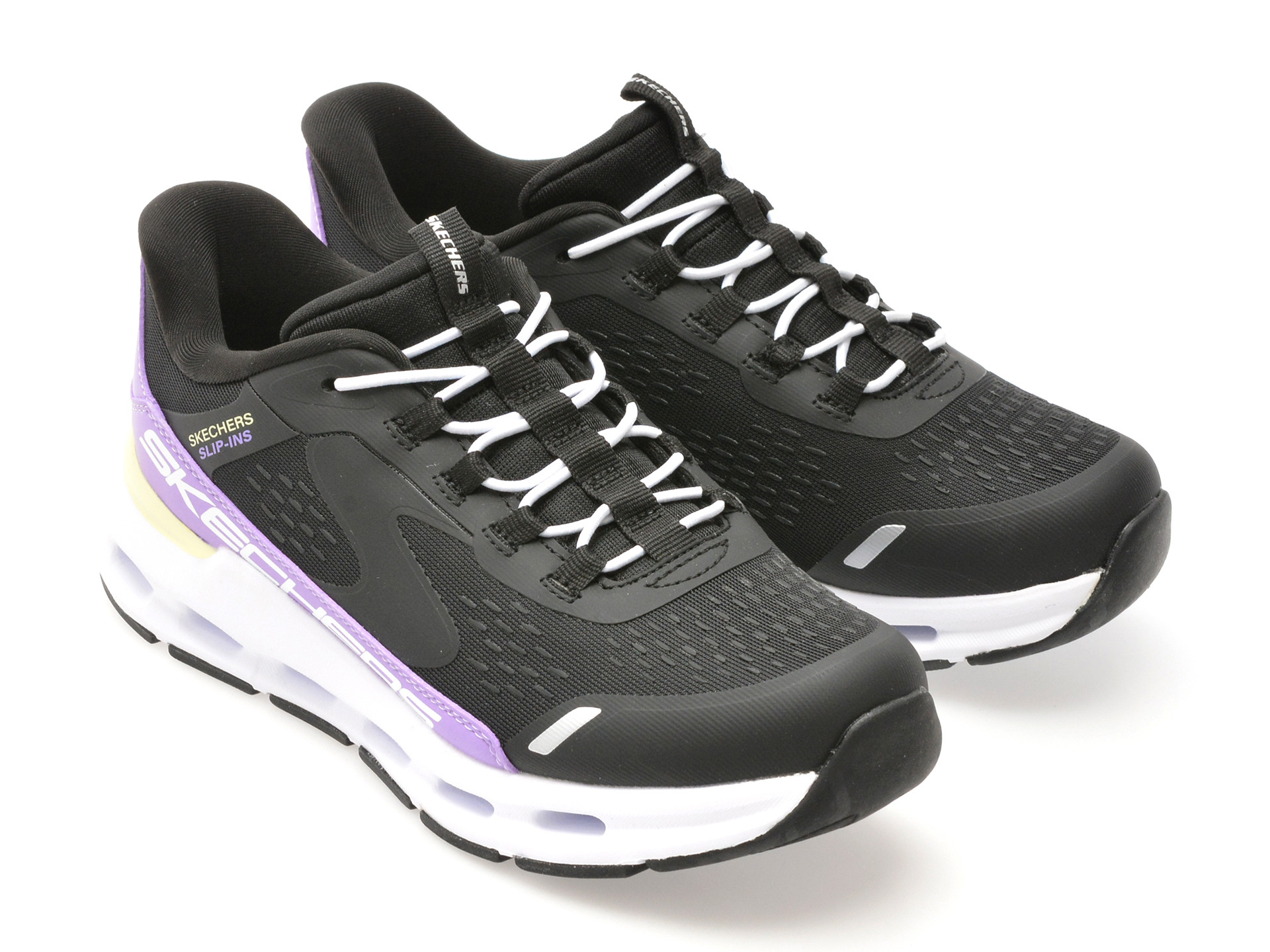 Pantofi sport SKECHERS negri, GLIDE-STEP, din material textil