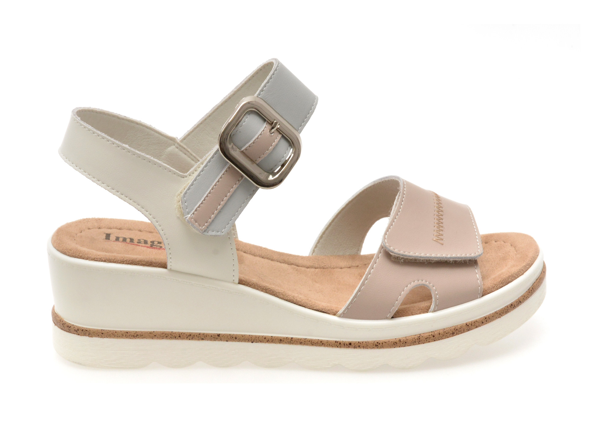 Sandale IMAGE albe, 1152H16, din piele naturala