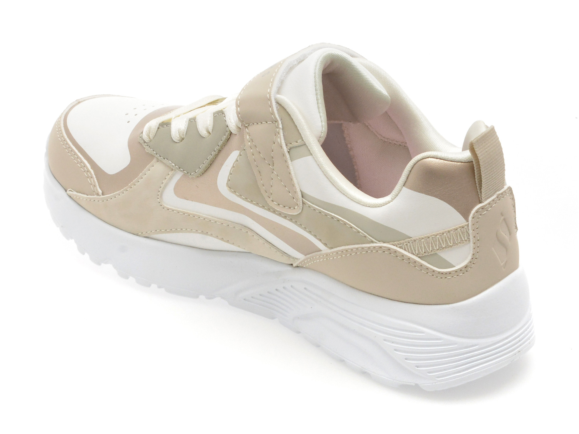 Pantofi sport SKECHERS albi, UNO LITE, din piele ecologica