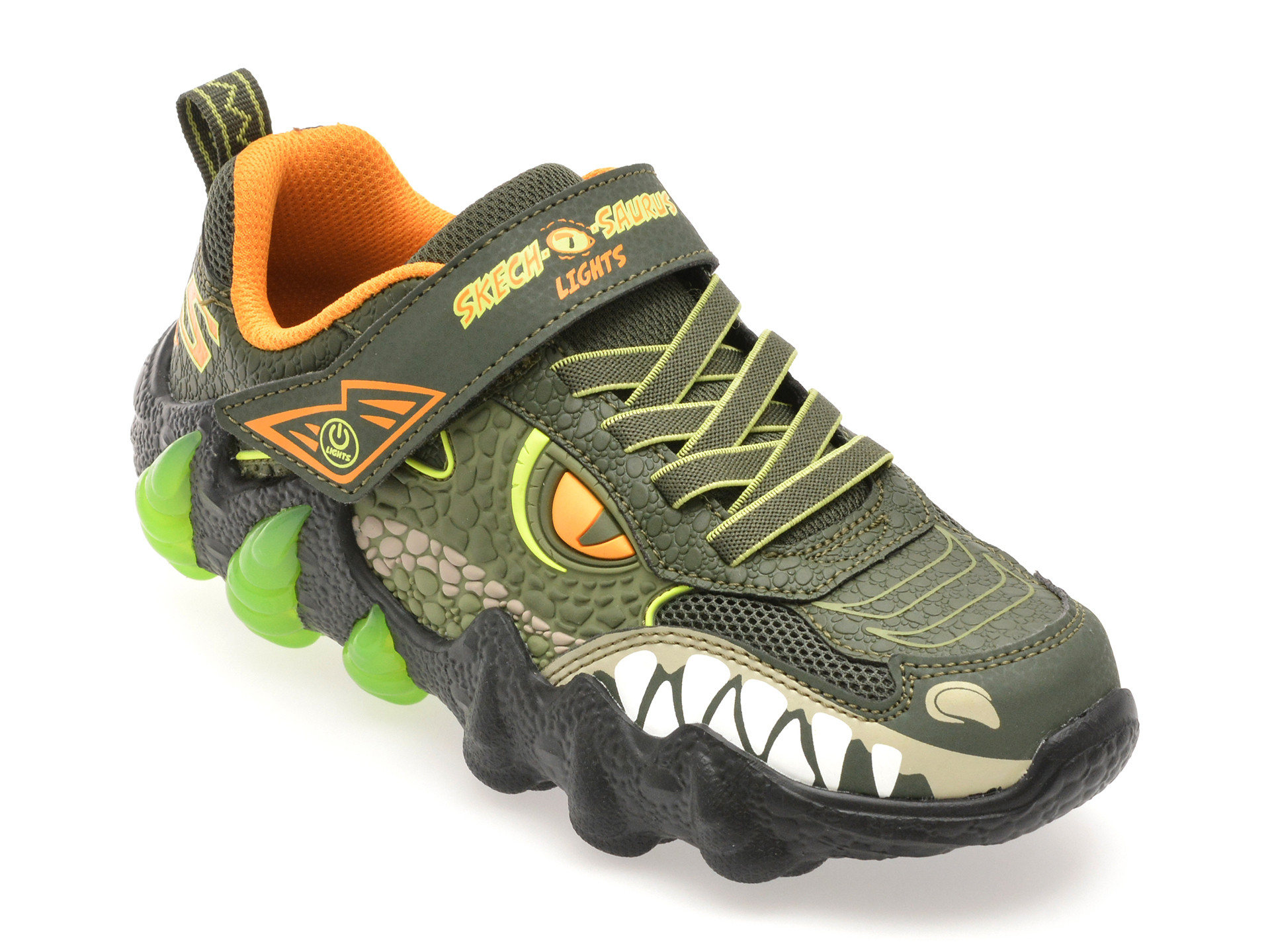 Pantofi sport SKECHERS kaki, SKECH-O-SAURUS LIGHTS 2.0, din material textil