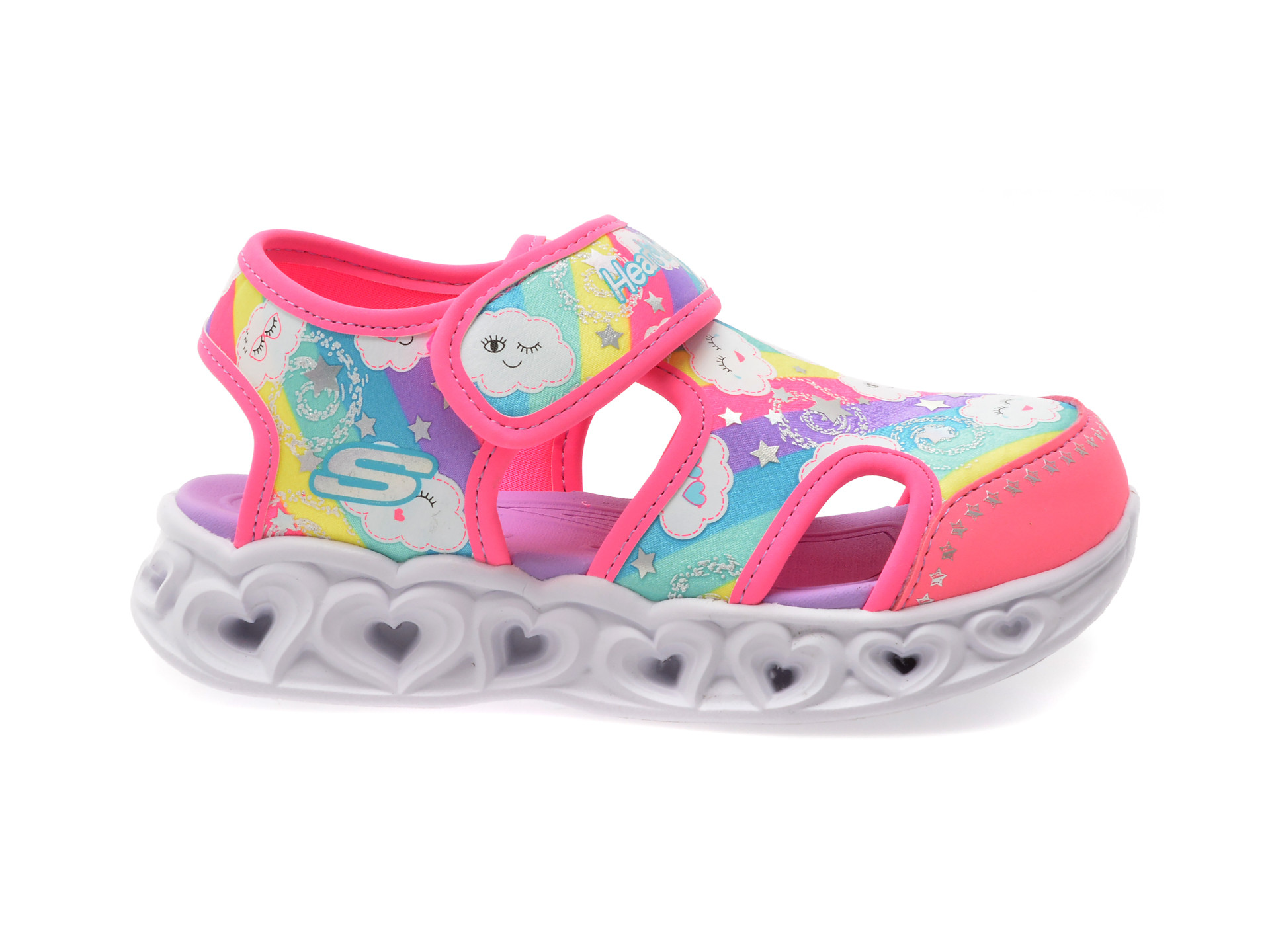 Pantofi sport SKECHERS roz, HEART LIGHTS, din material textil
