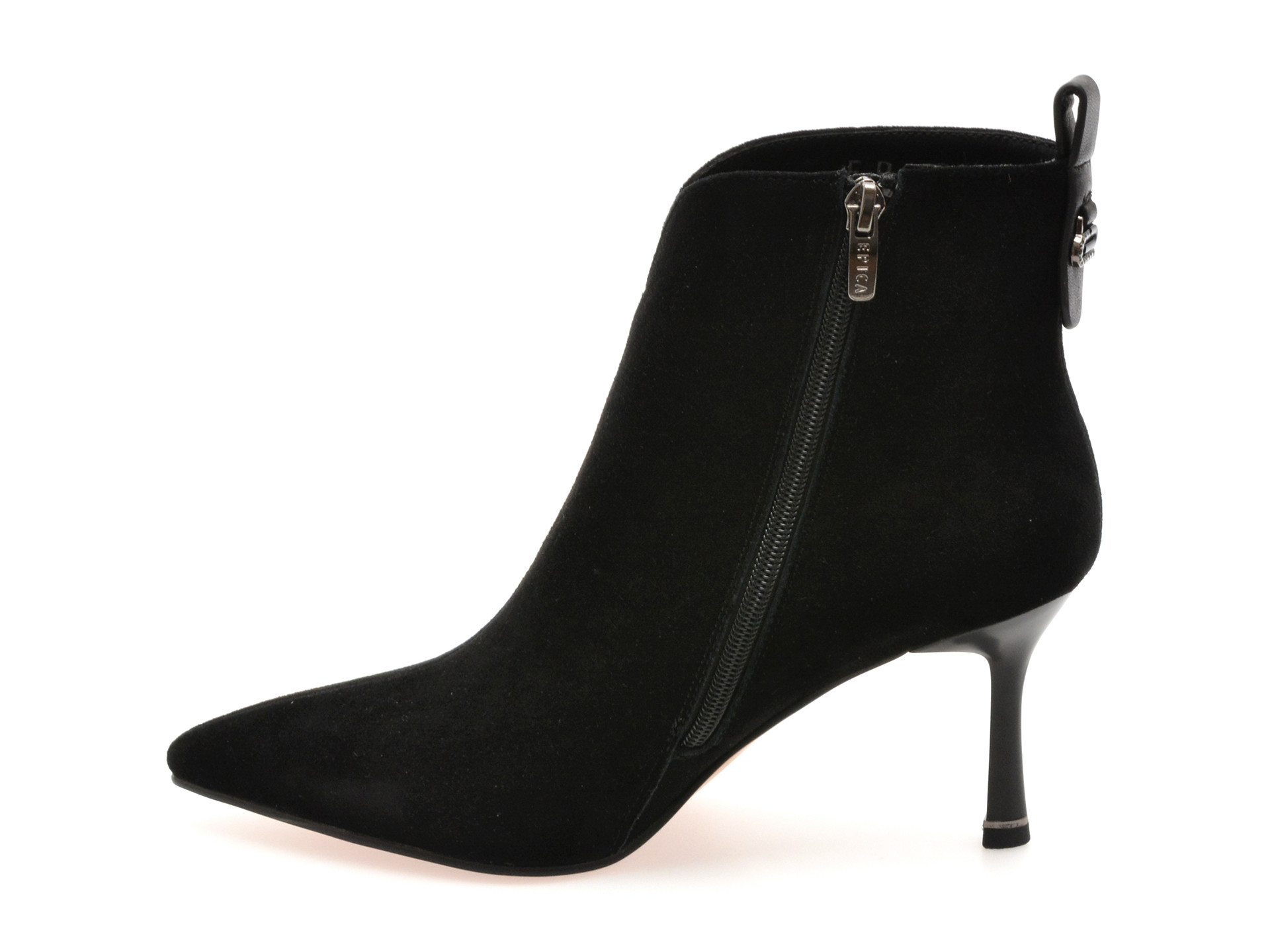 Botine elegante EPICA negre, A1501, din piele intoarsa