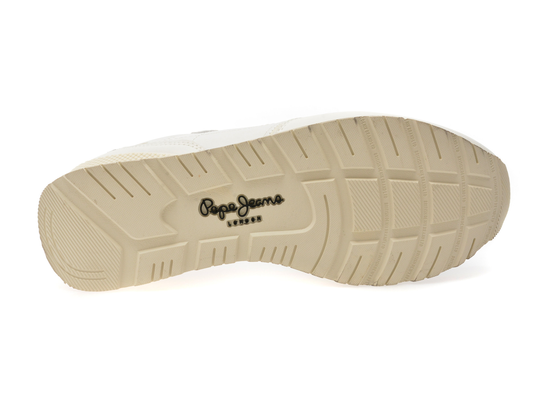 Pantofi sport PEPE JEANS albi, BRIT DISTRESS, din piele ecologica