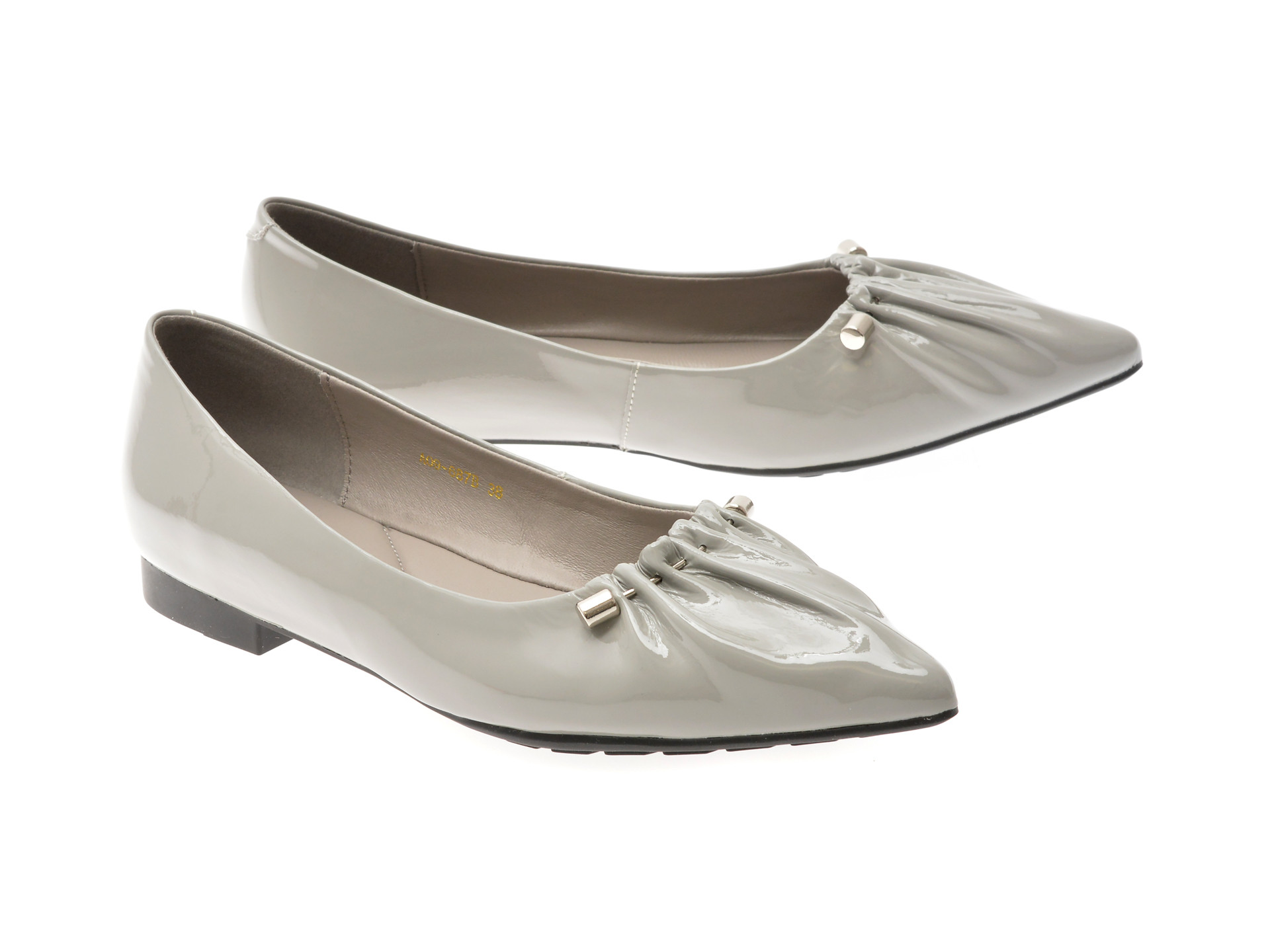 Balerini EPICA gri, A09, din piele naturala lacuita