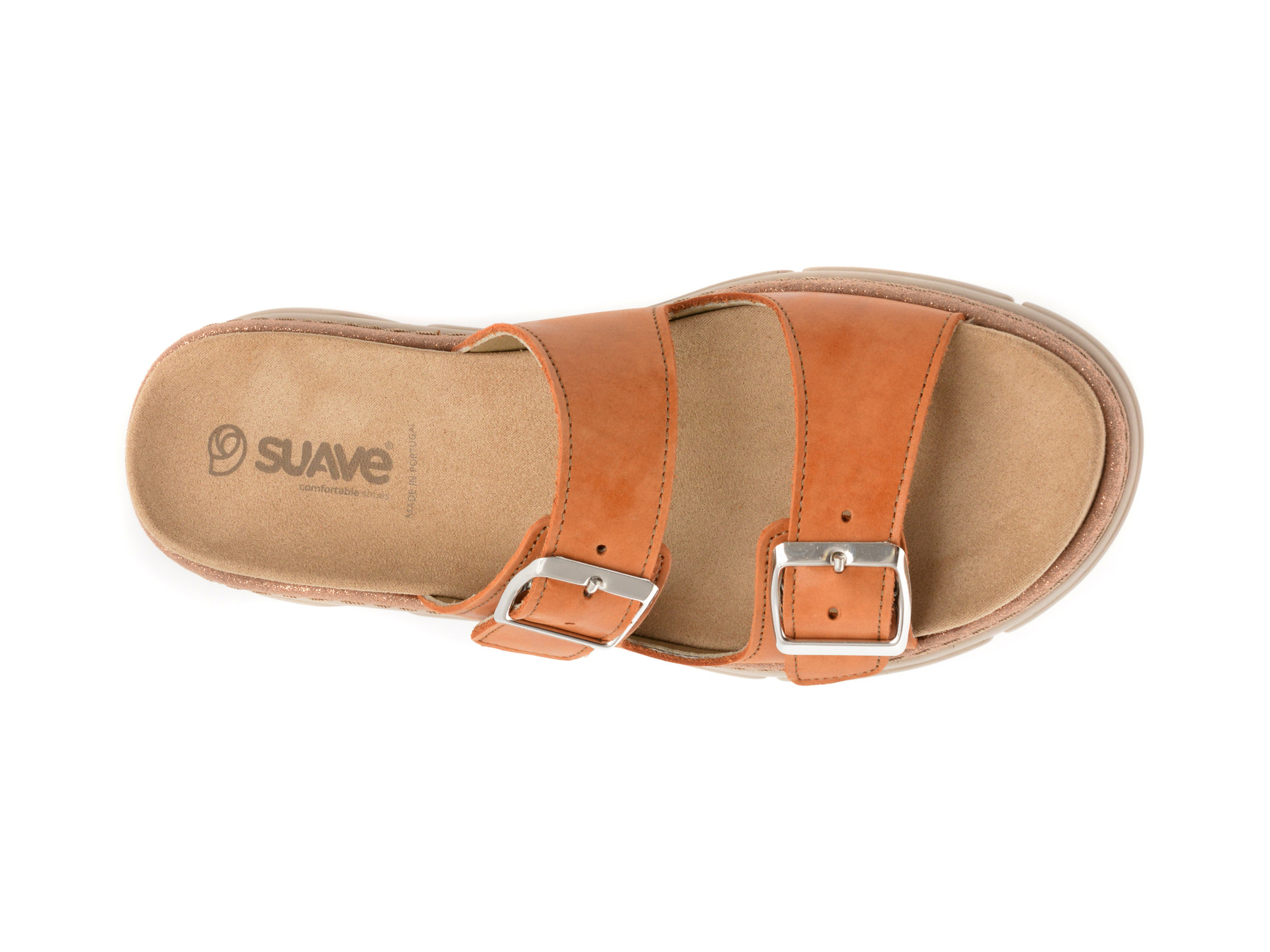 Papuci SUAVE portocalii, MOSTAR, din piele naturala