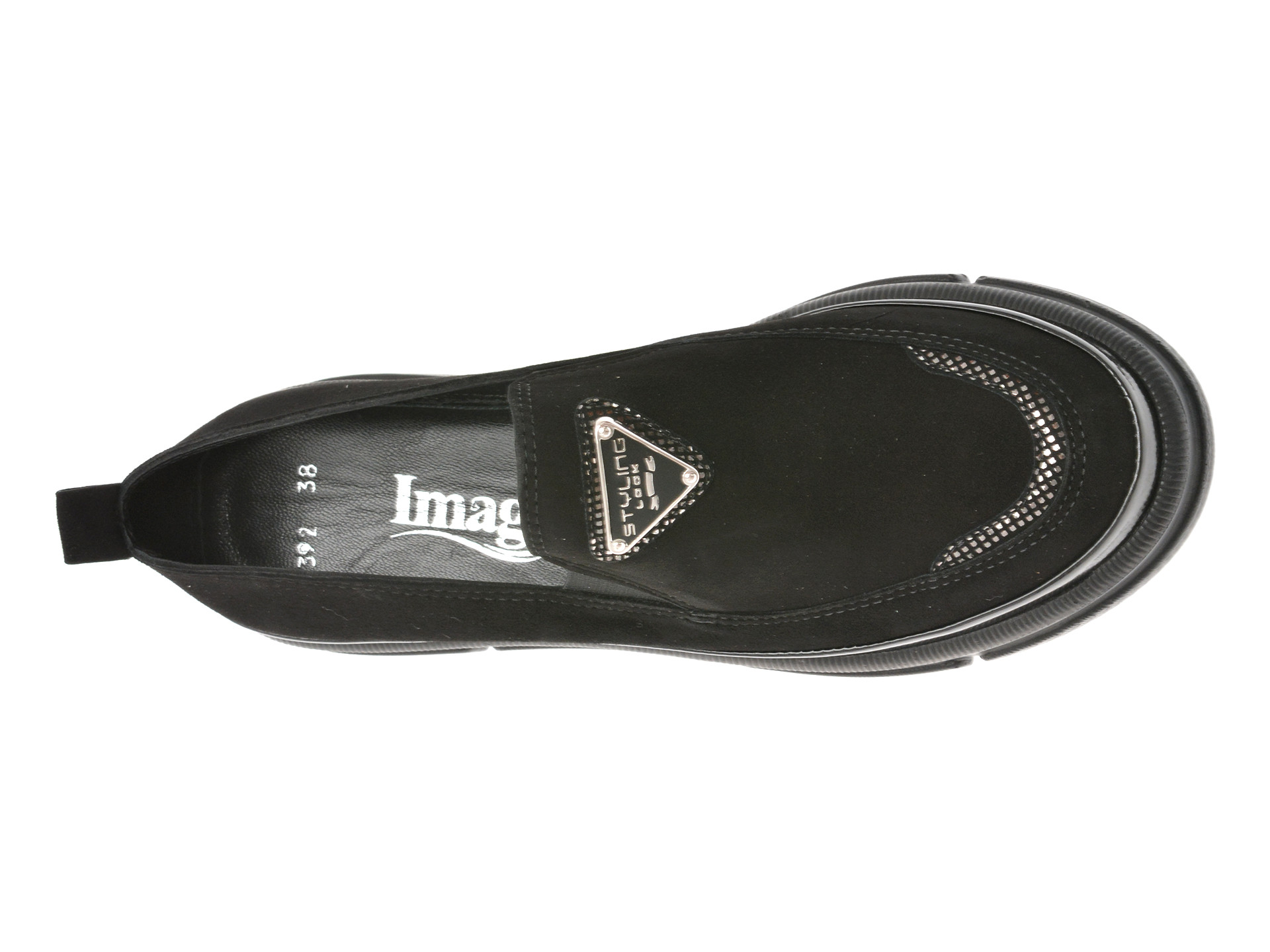 Pantofi IMAGE negri, 387392, din piele intoarsa