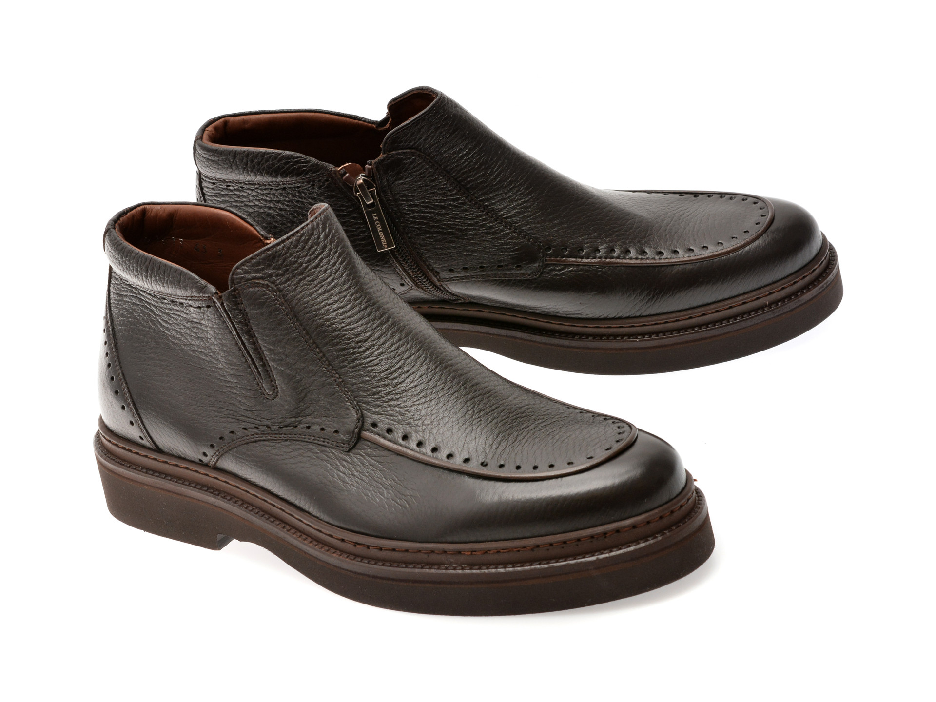 Ghete elegante LE COLONEL maro, 61613, din piele naturala