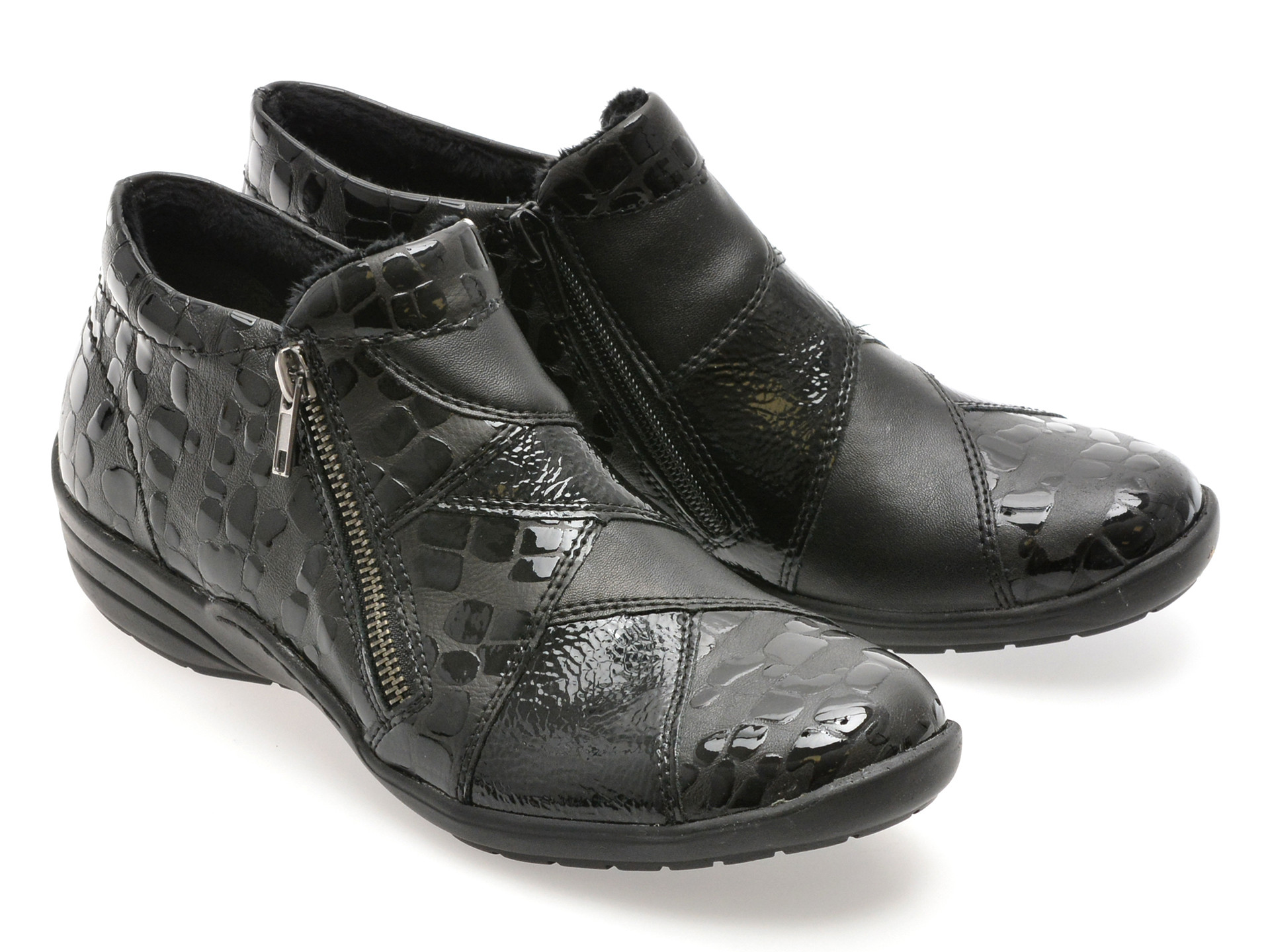 Ghete REMONTE negre, R7674, din piele naturala