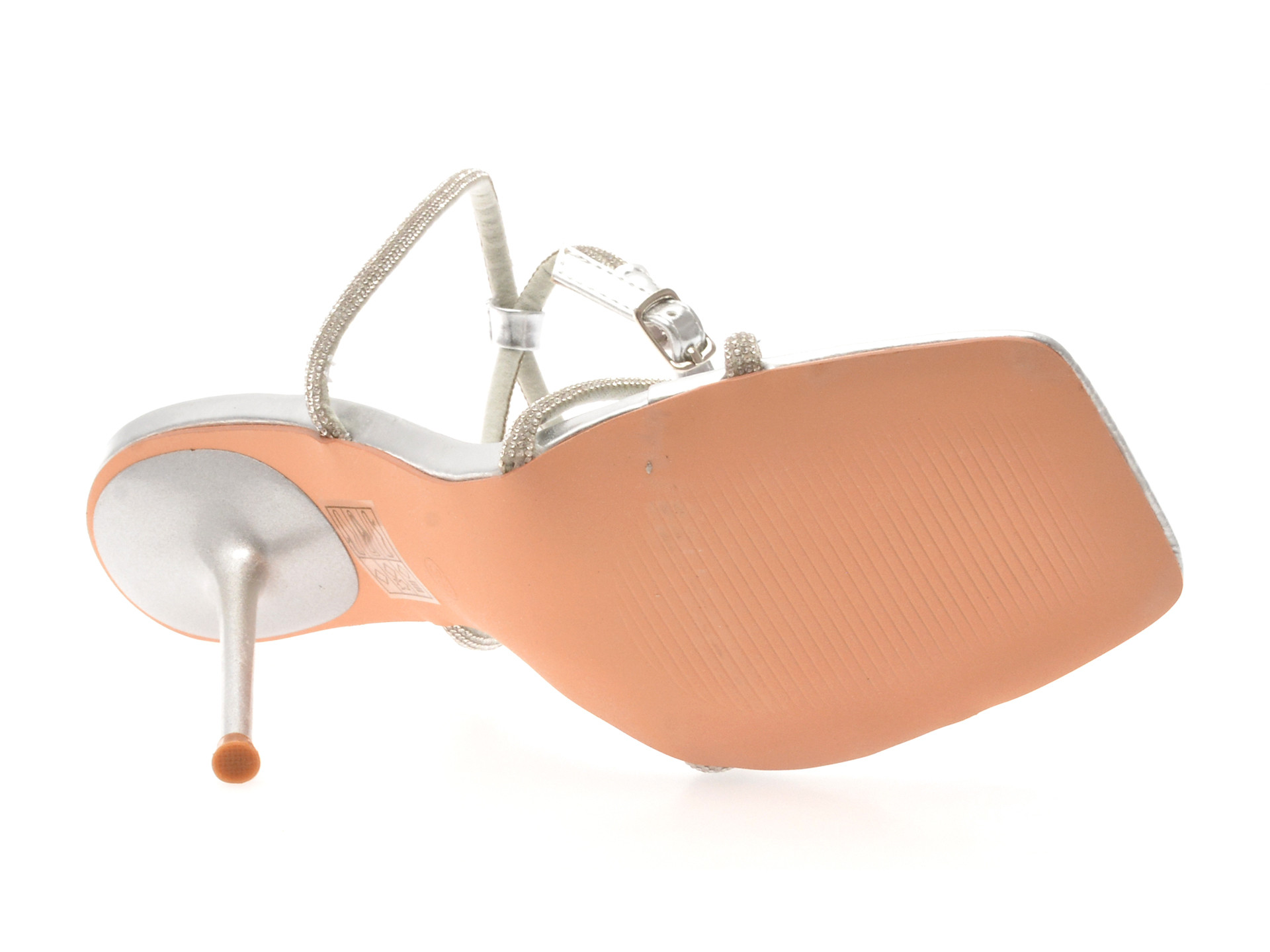 Sandale elegante EPICA argintii, 82941, din material textil