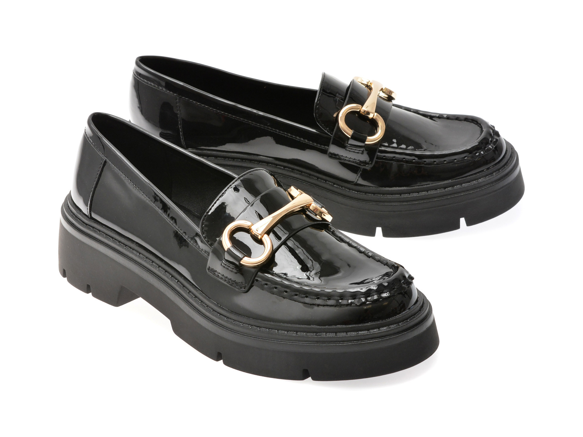 Mocasini ALDO negri, MISKA 001, din piele ecologica lacuita