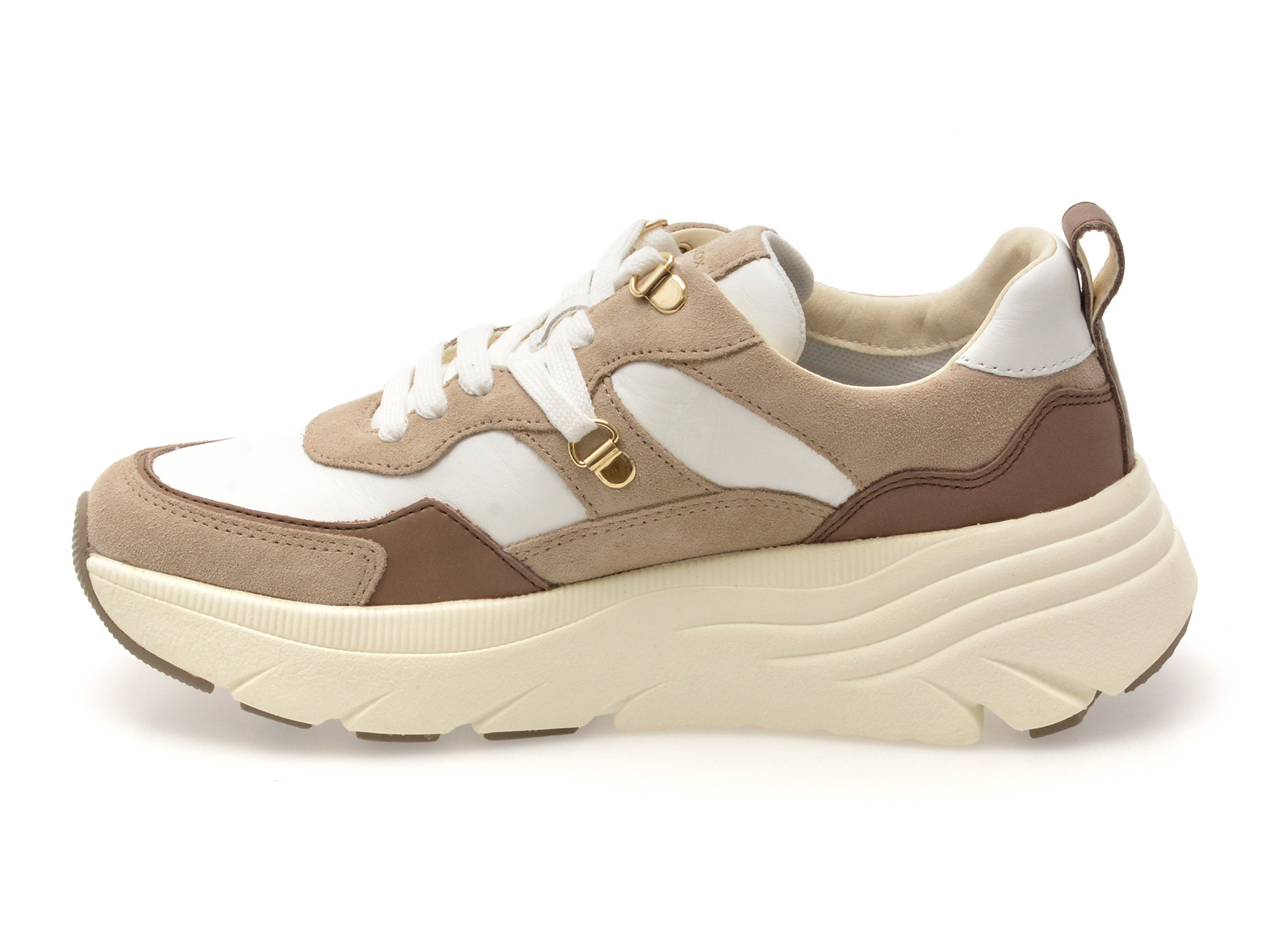 Pantofi sport GEOX albi, D36UFE, din piele naturala