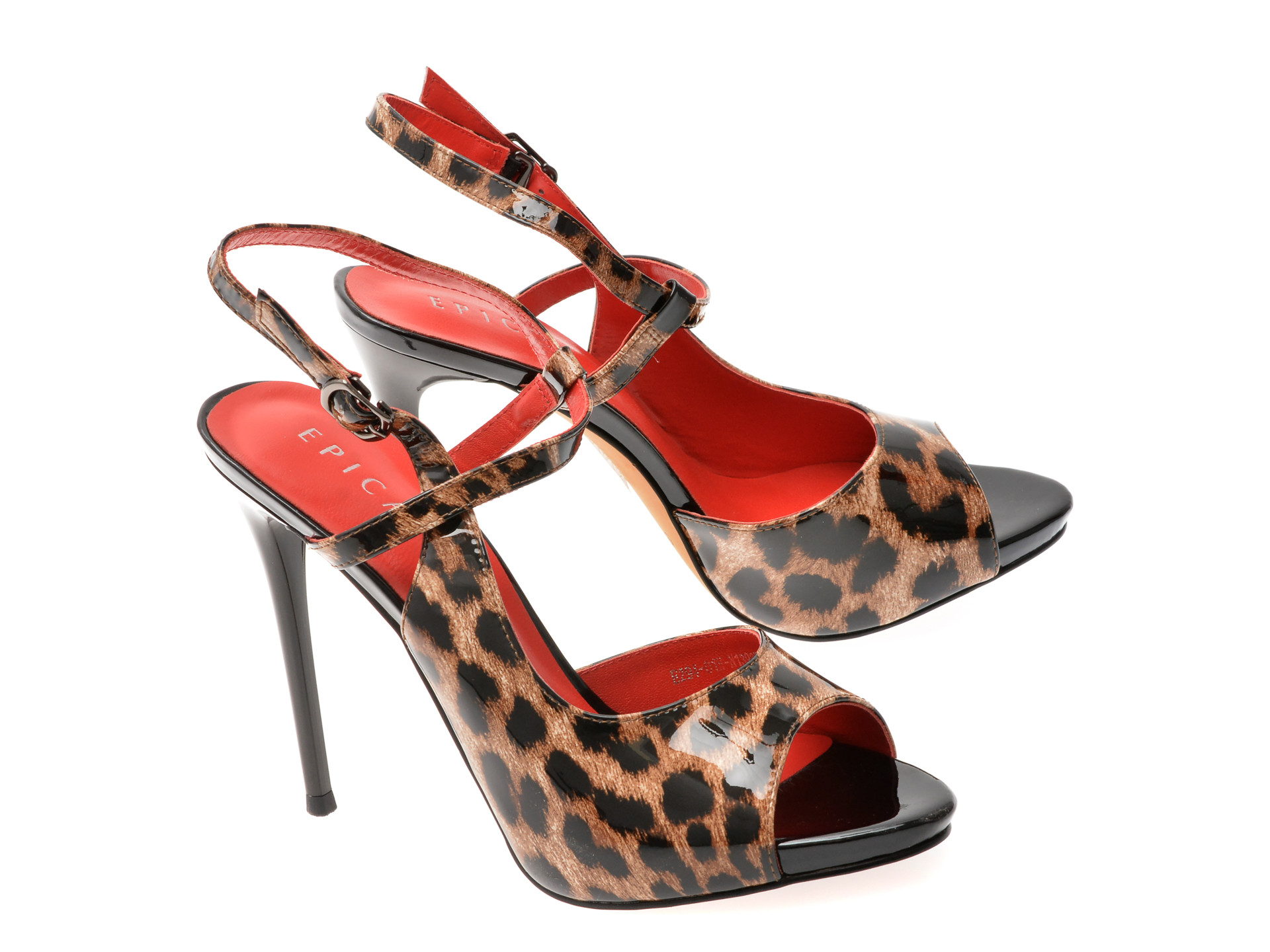 Sandale elegante EPICA maro, E294, din piele naturala lacuita