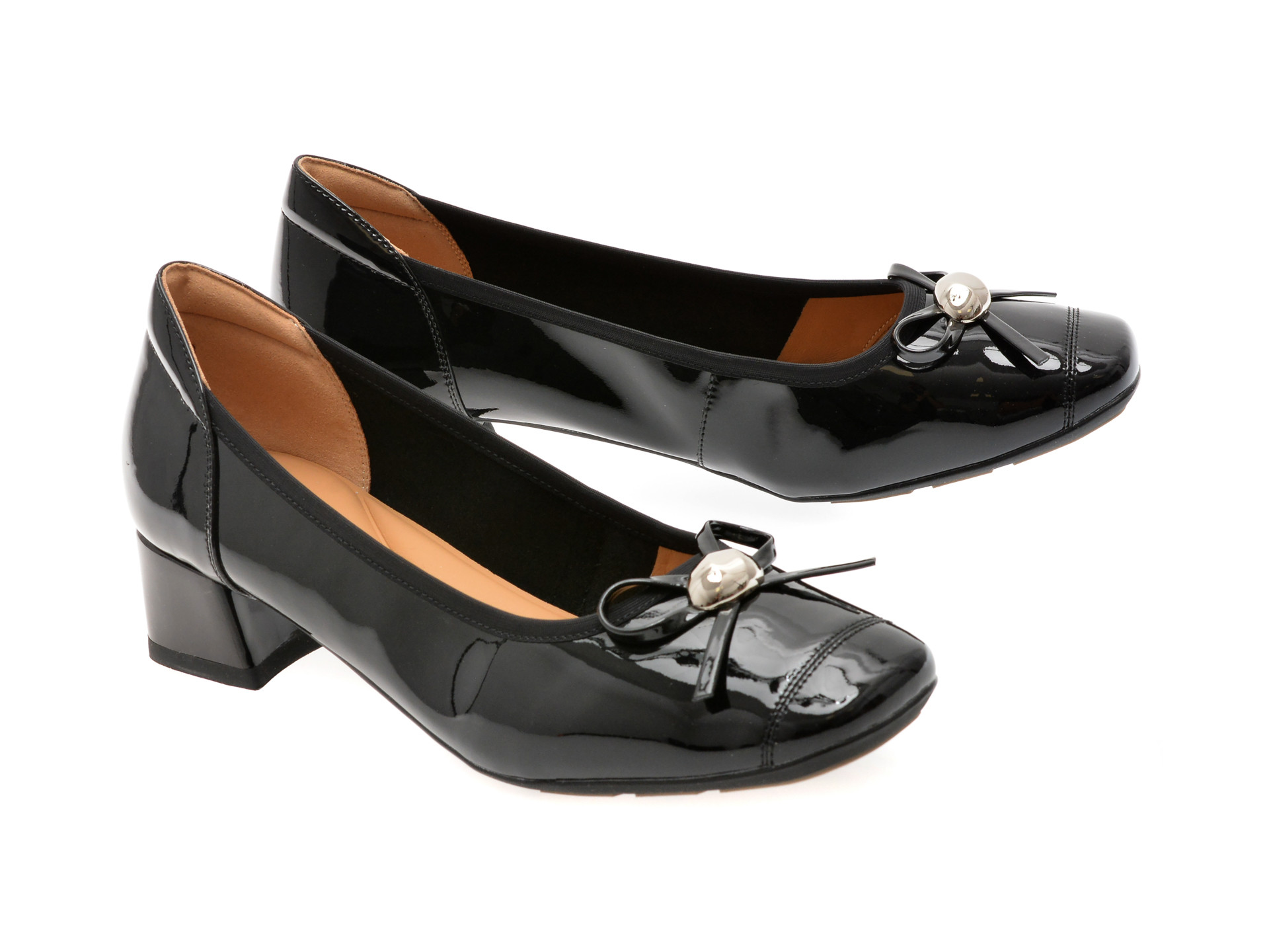 Balerini EPICA negri, 1D5563, din piele naturala lacuita