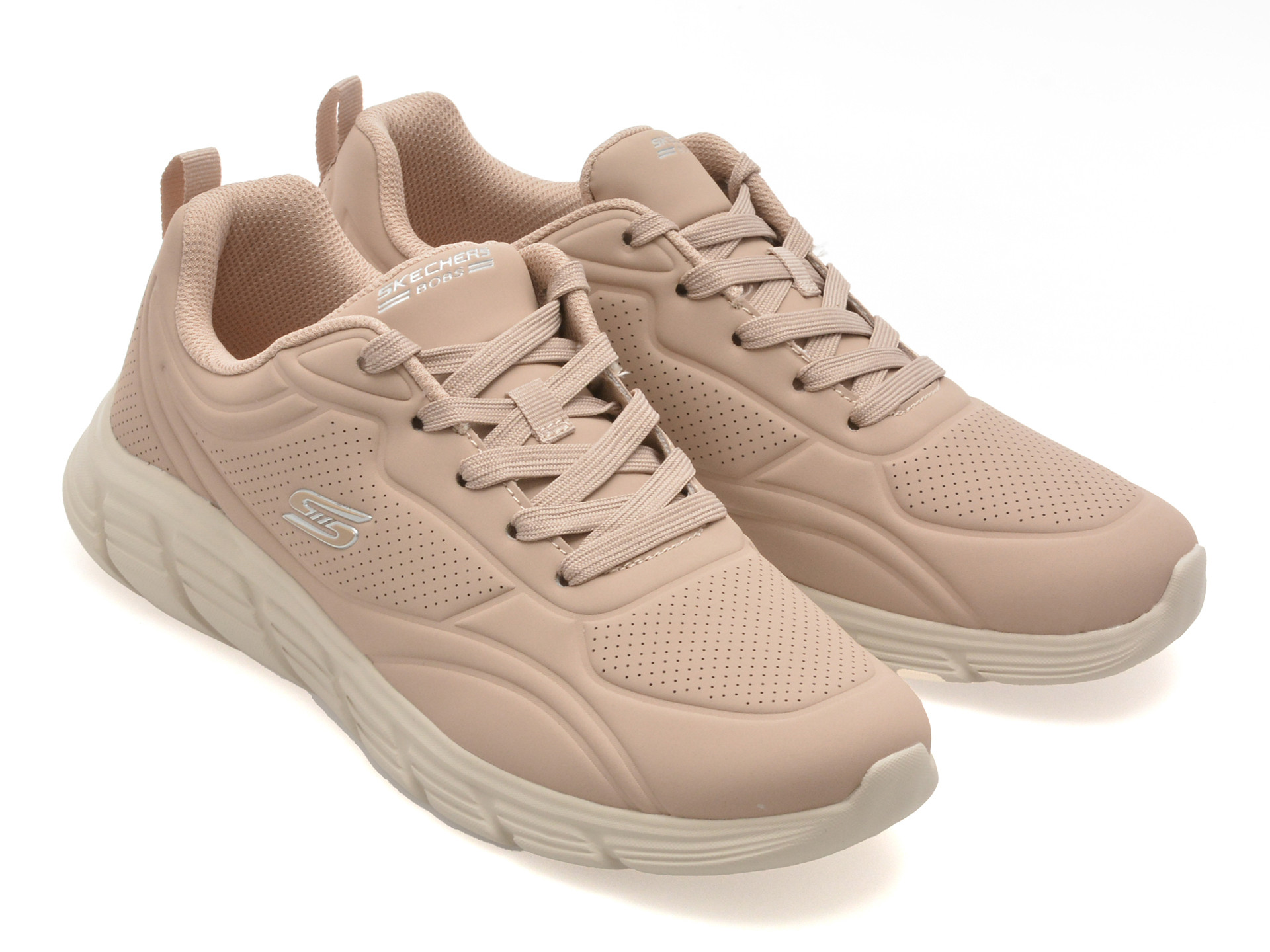 Pantofi sport SKECHERS nude, BOBS B FLEX LO, din piele ecologica