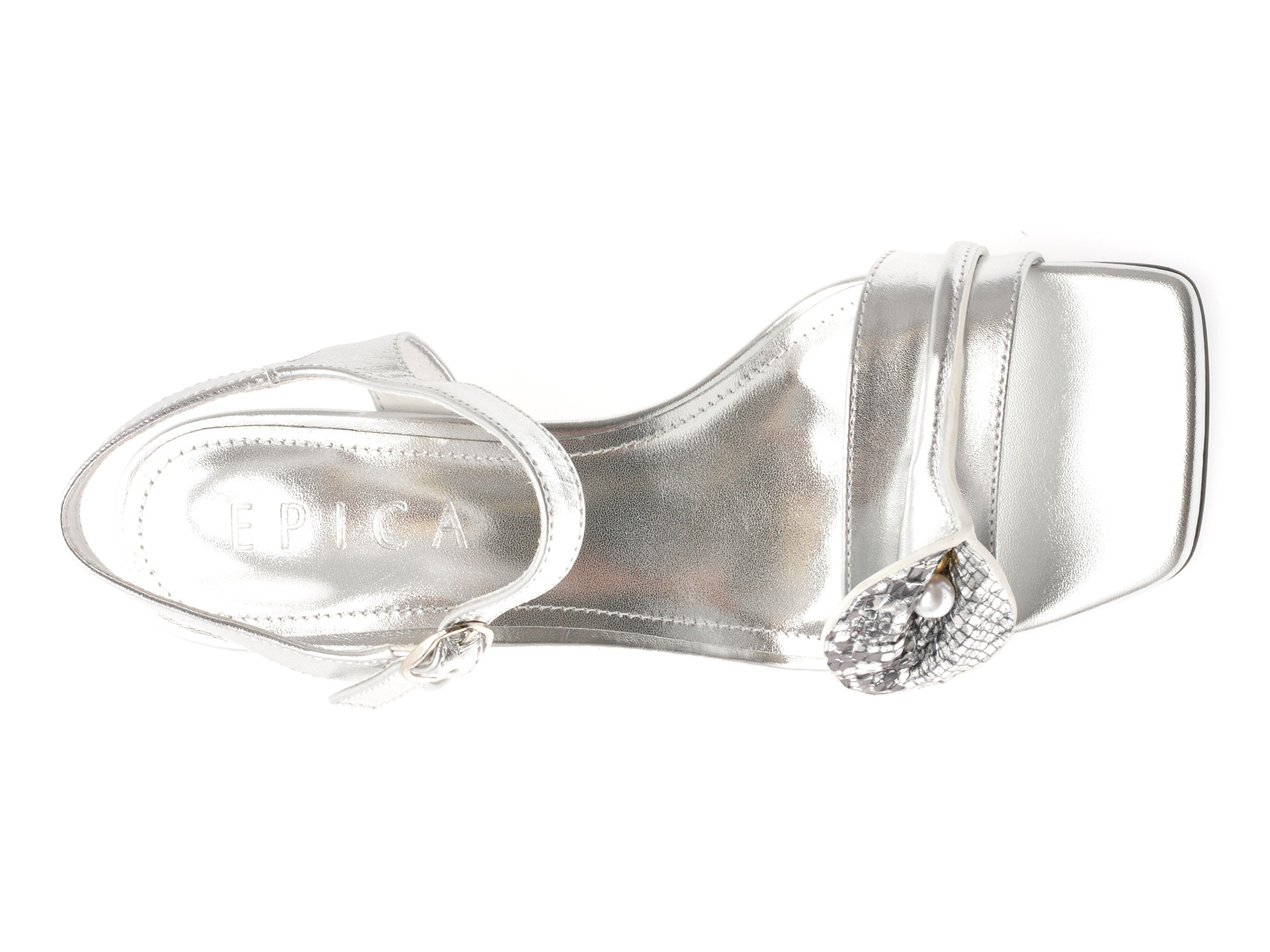 Sandale elegante EPICA argintii, 19162L, din piele naturala