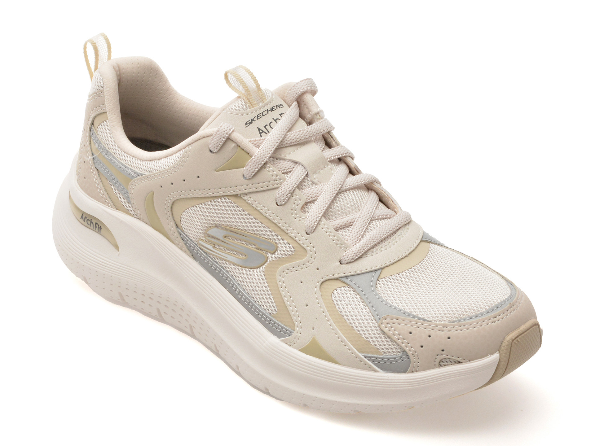 Pantofi sport SKECHERS bej, ARCH FIT 2.0, din material textil