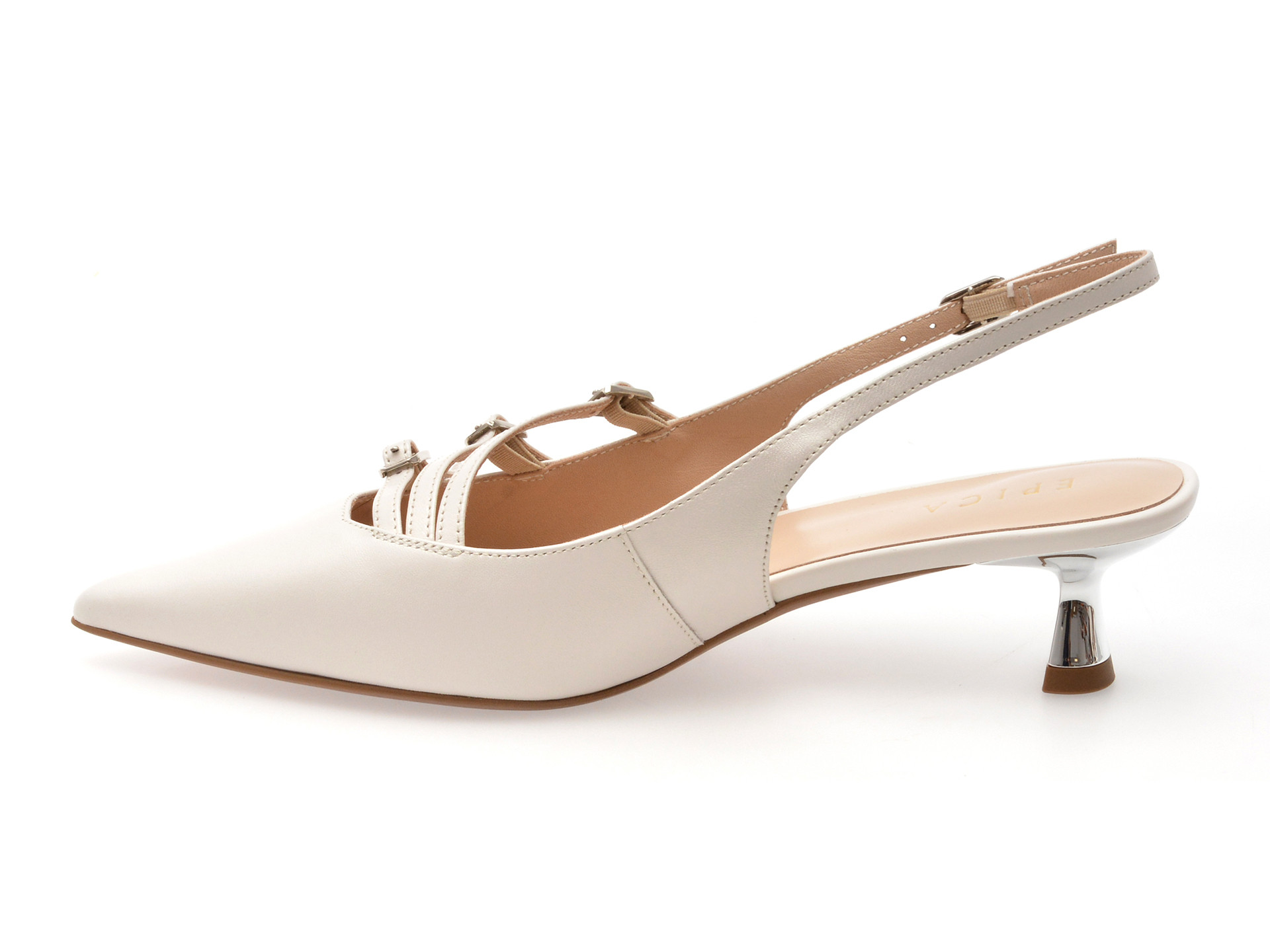 Pantofi eleganti EPICA albi, E268, din piele naturala