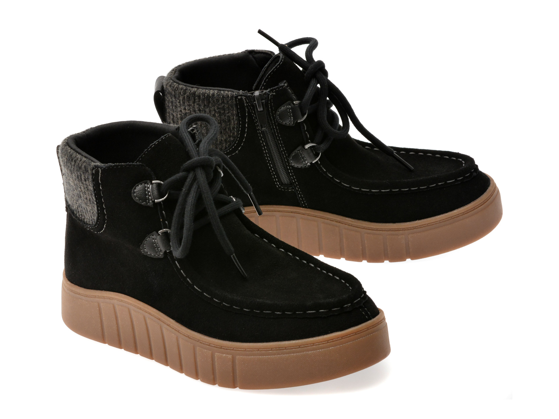 Ghete CLARKS negre, MYKAH IZZY, din piele intoarsa