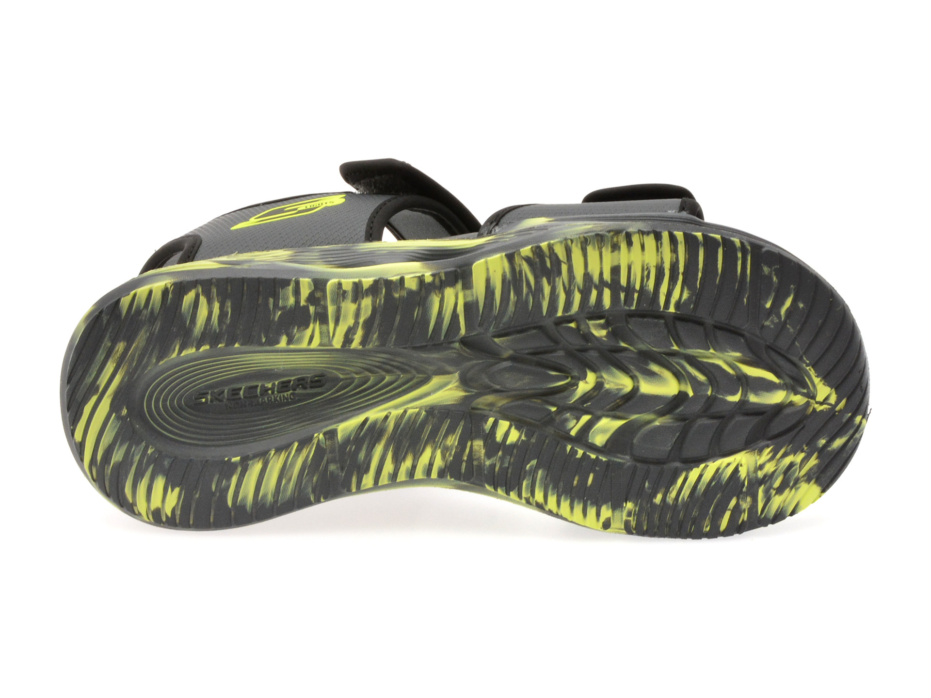 Sandale SKECHERS gri, SOLA GLOW SANDAL, din piele ecologica