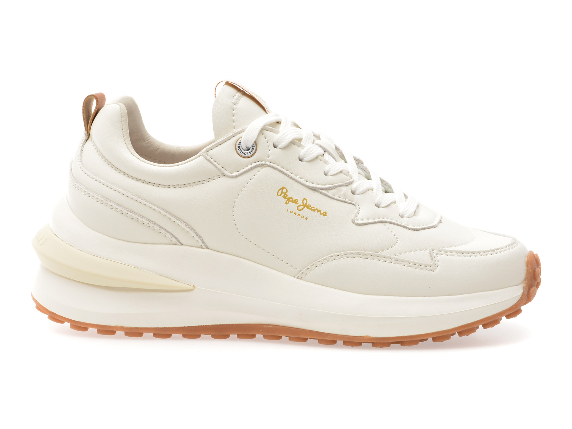 Pantofi sport PEPE JEANS albi, LS60014, din piele naturala