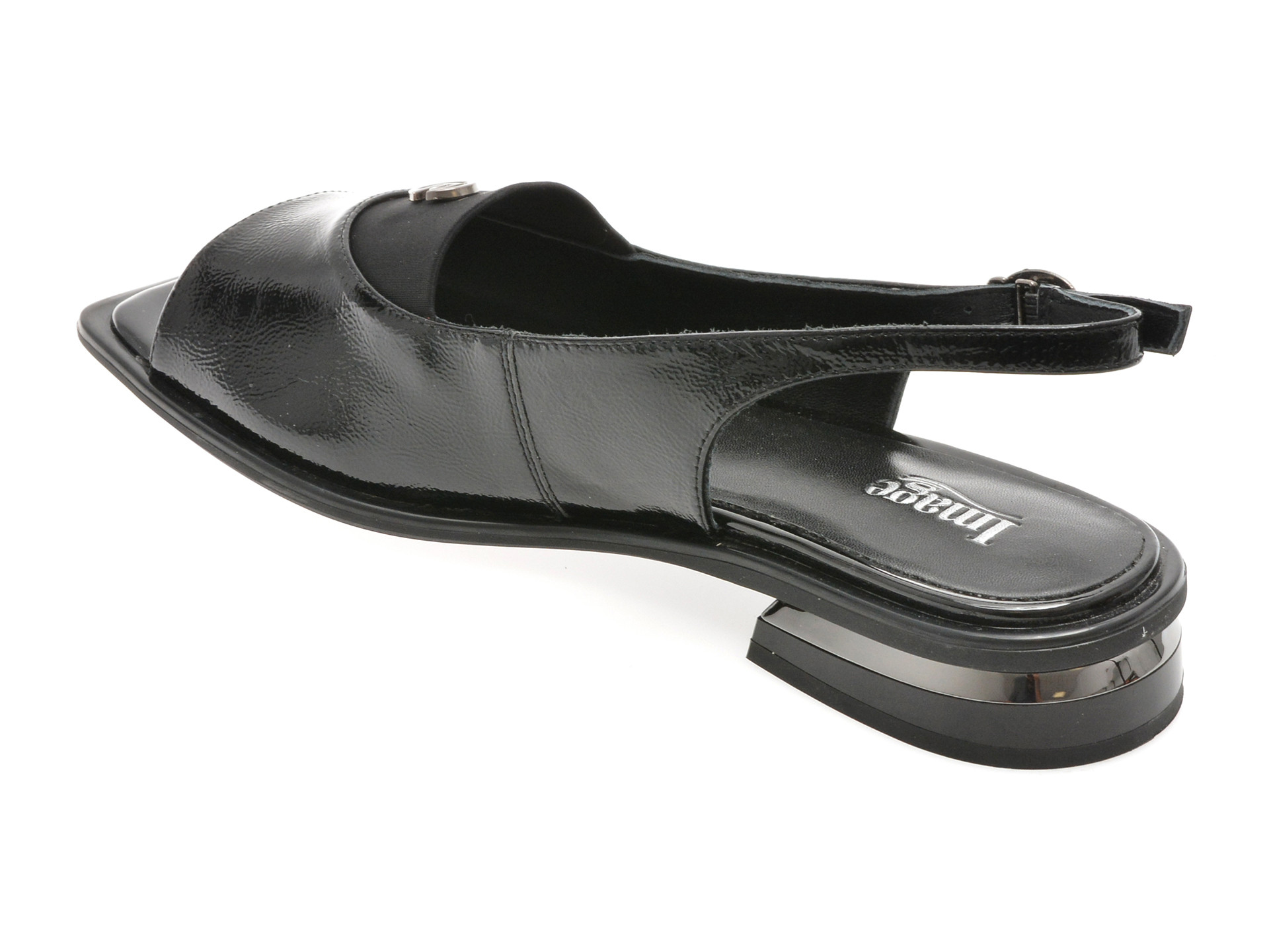 Sandale IMAGE negre, L216, din piele naturala