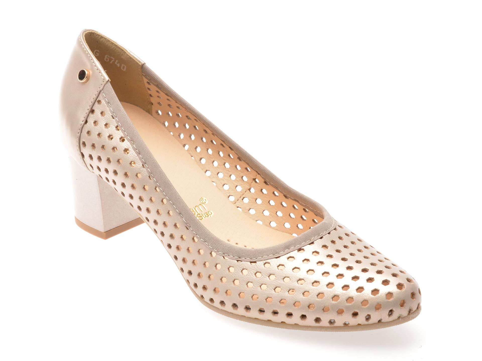 Pantofi IMAGE aurii, 6740, din piele naturala