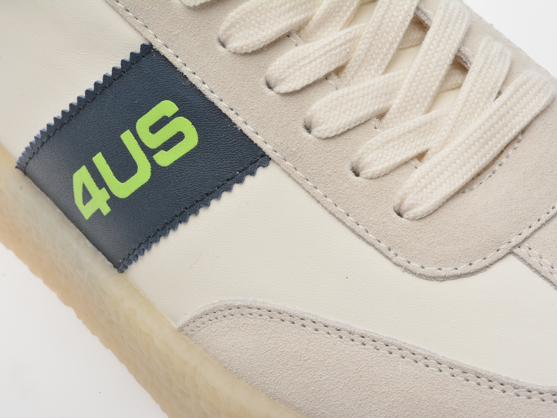 Pantofi sport 4US albi, MARK 100, din piele naturala