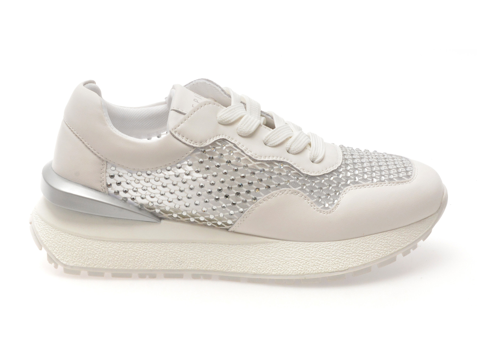 Pantofi sport EPICA albi, QS639, din material textil