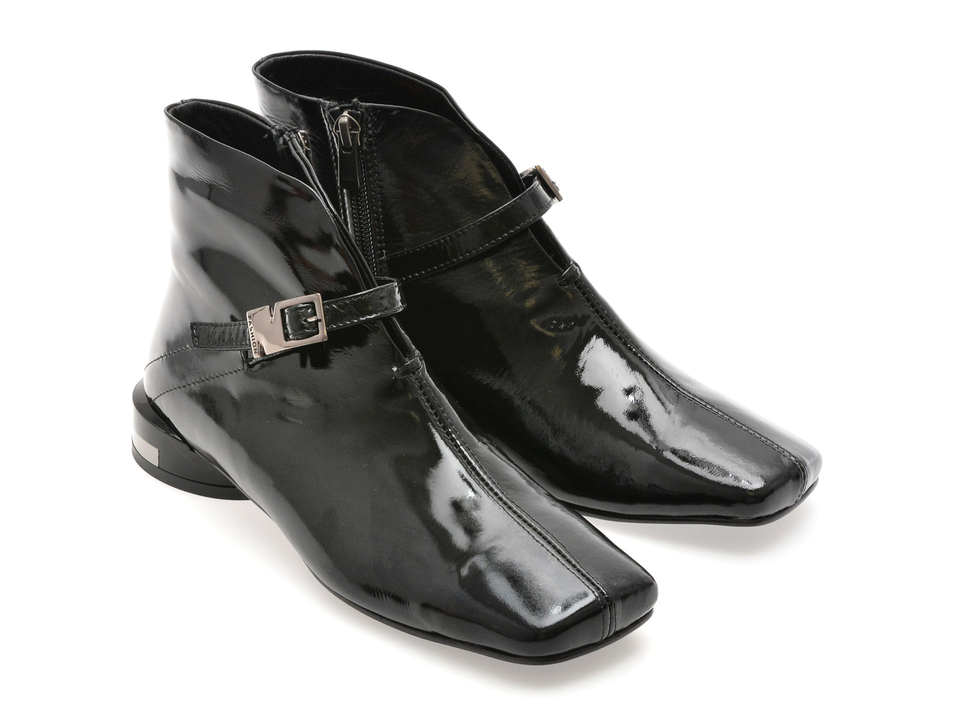 Ghete EPICA negre, 1474349, din piele naturala lacuita