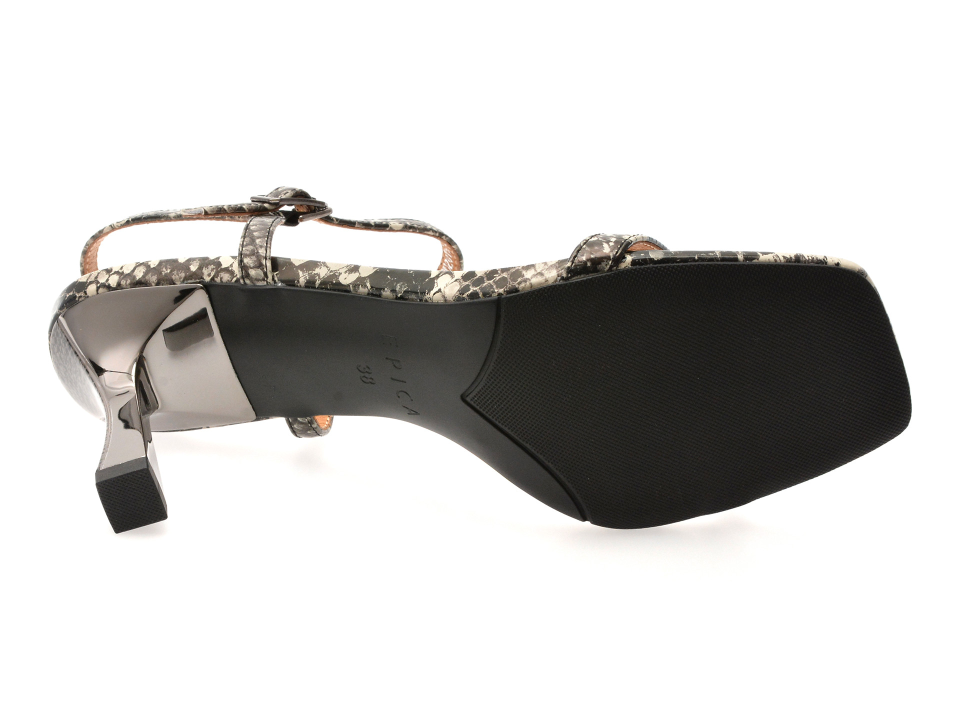 Sandale elegante EPICA gri, E302, din piele naturala