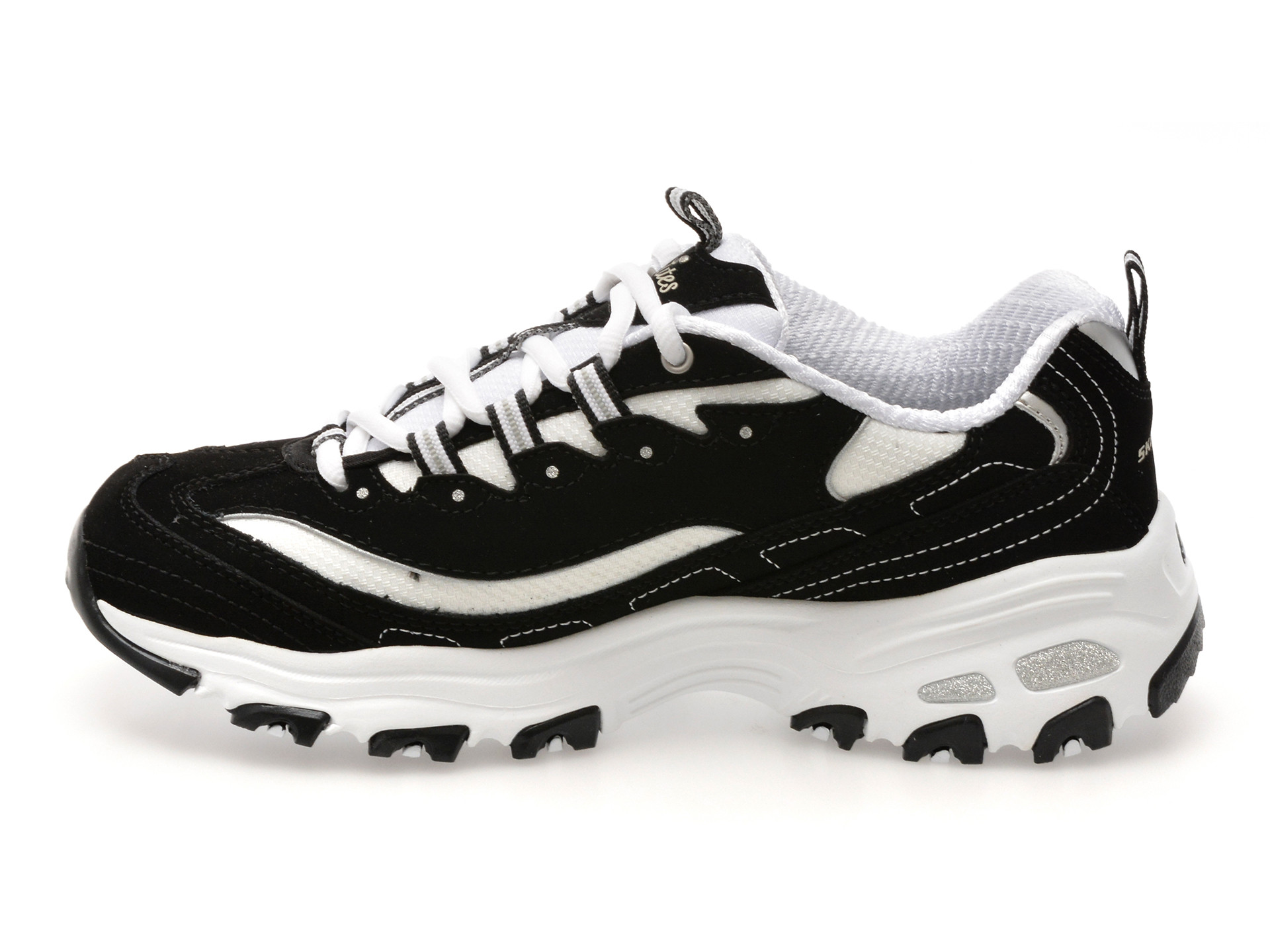 Pantofi sport SKECHERS alb-negru, D LITES , din material textil