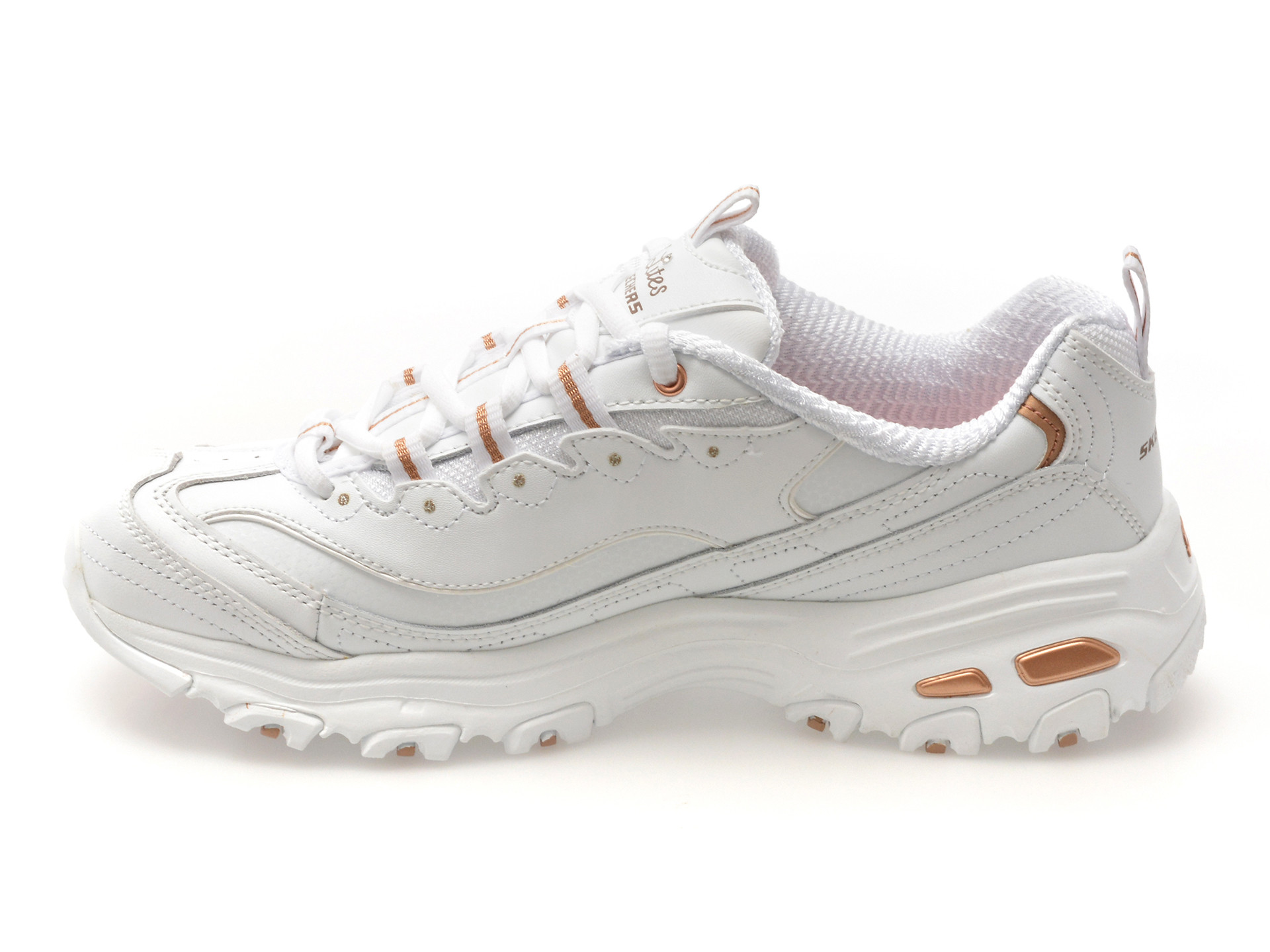 Pantofi sport SKECHERS albi, D LITES, din piele ecologica