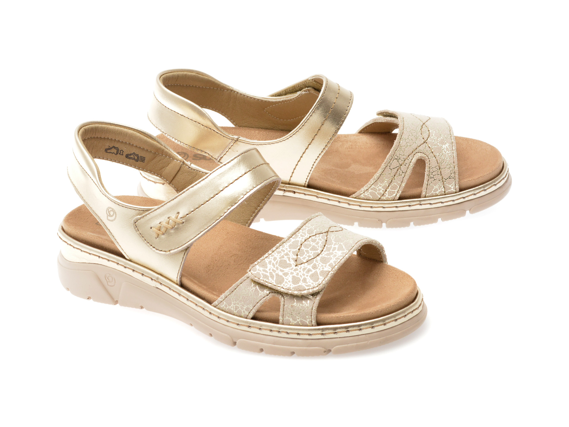 Sandale SUAVE aurii, MOSTAR, din piele naturala