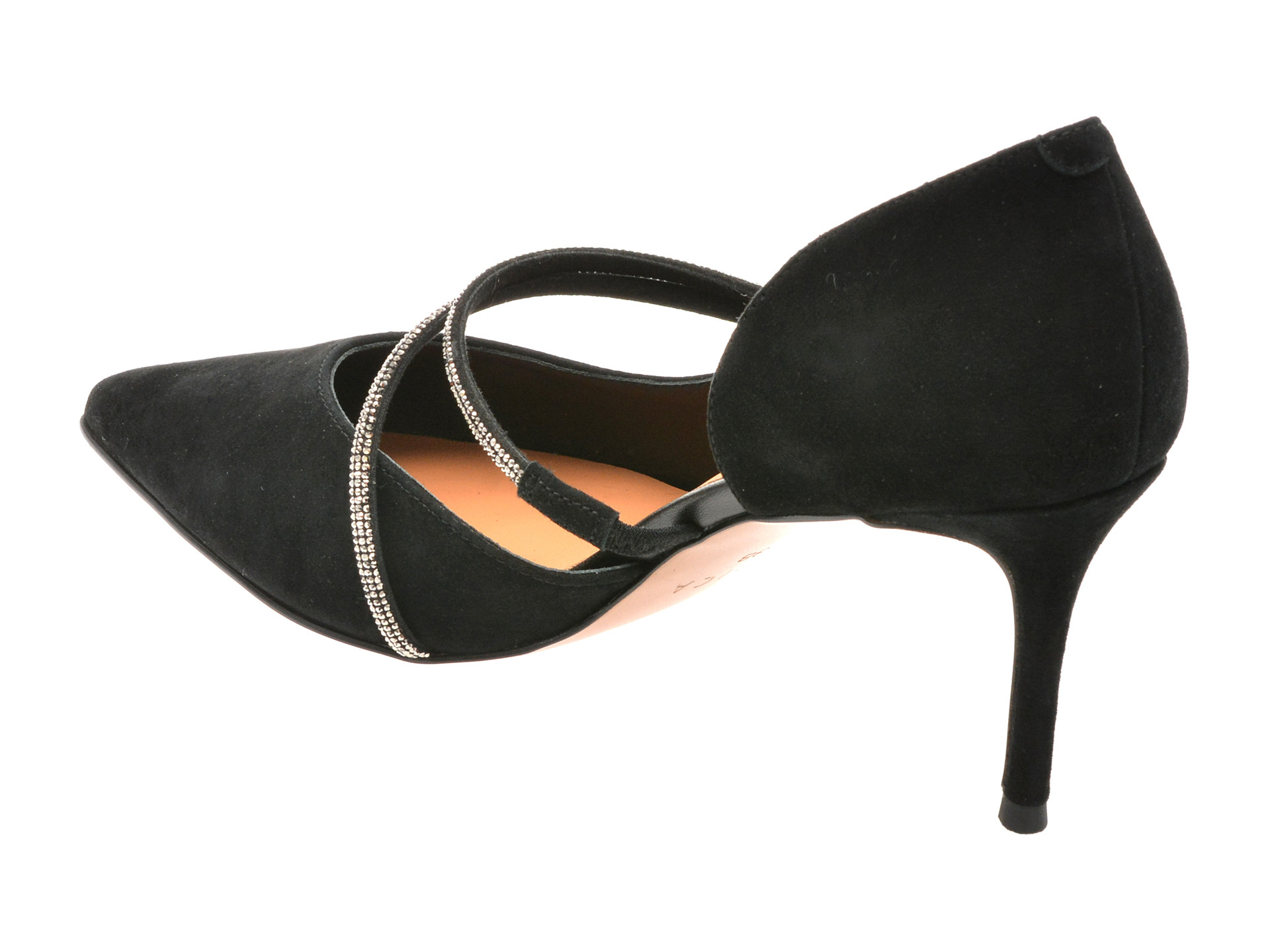 Pantofi eleganti EPICA negri, E291, din piele intoarsa