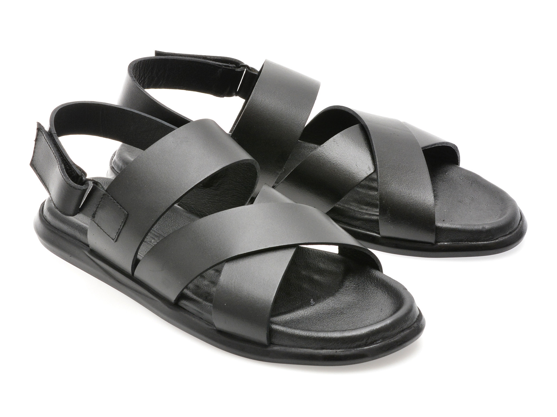 Sandale OTTER negre, AL400, din piele naturala