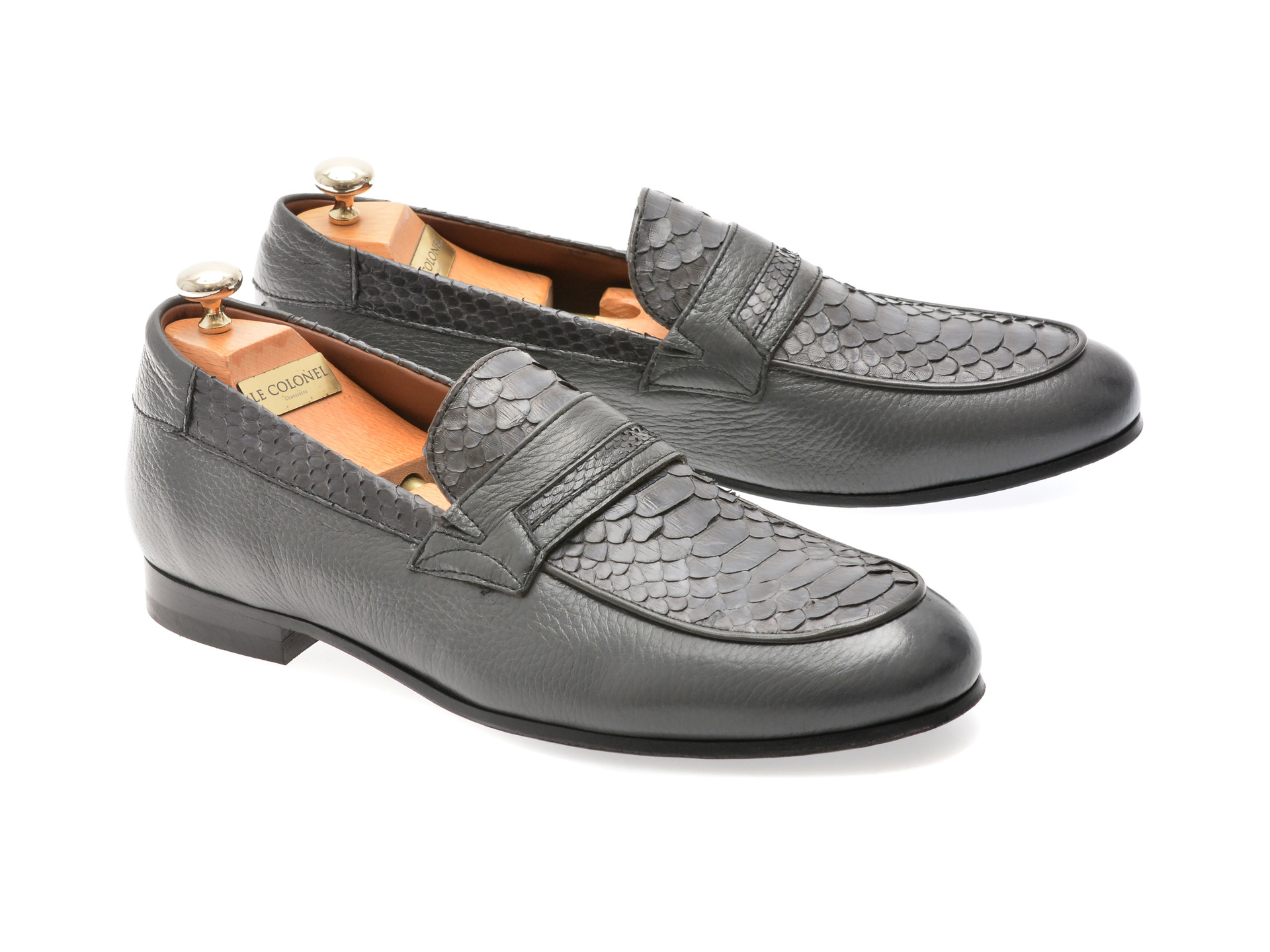 Mocasini eleganti LE COLONEL gri, 45860, din piele naturala